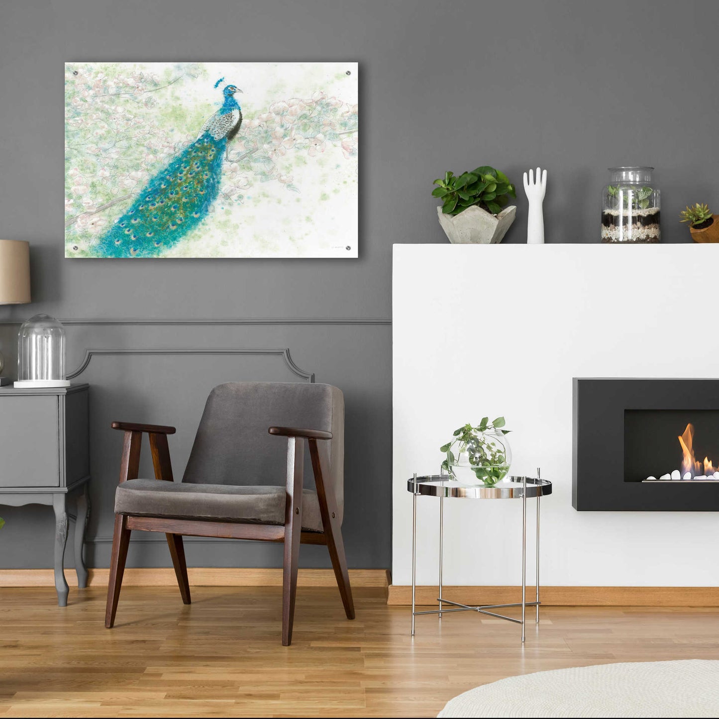 Epic Art 'Spring Peacock I' by James Wiens, Acrylic Glass Wall Art,36x24