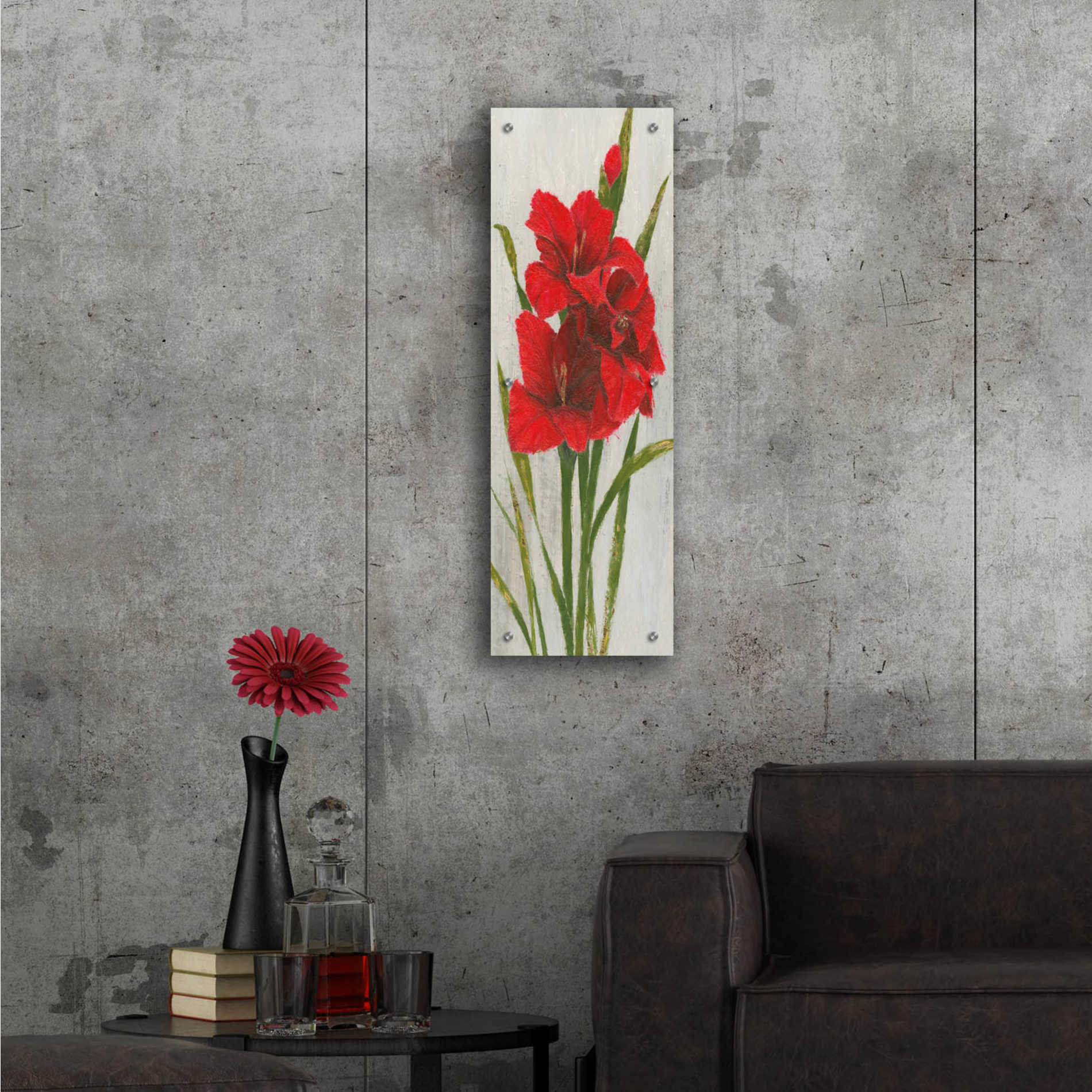 Epic Art 'Red Simplicity I' by James Wiens, Acrylic Glass Wall Art,12x36