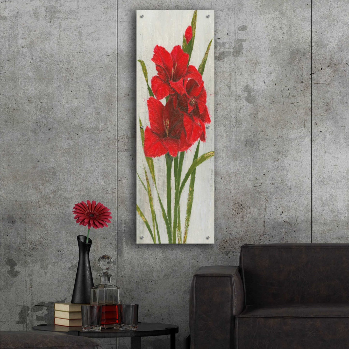 Epic Art 'Red Simplicity I' by James Wiens, Acrylic Glass Wall Art,16x48