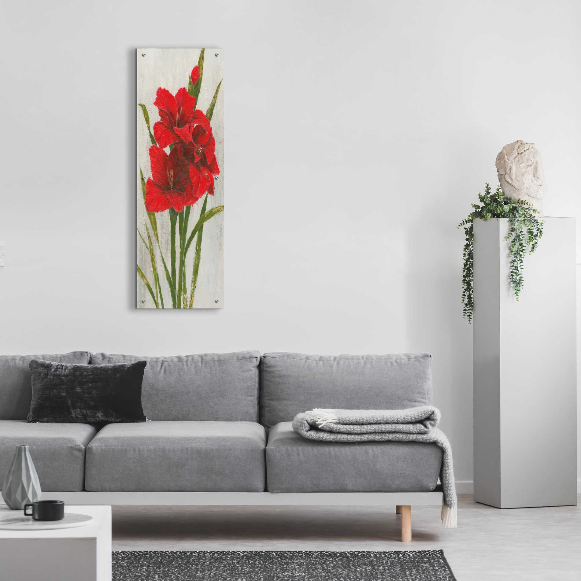 Epic Art 'Red Simplicity I' by James Wiens, Acrylic Glass Wall Art,16x48