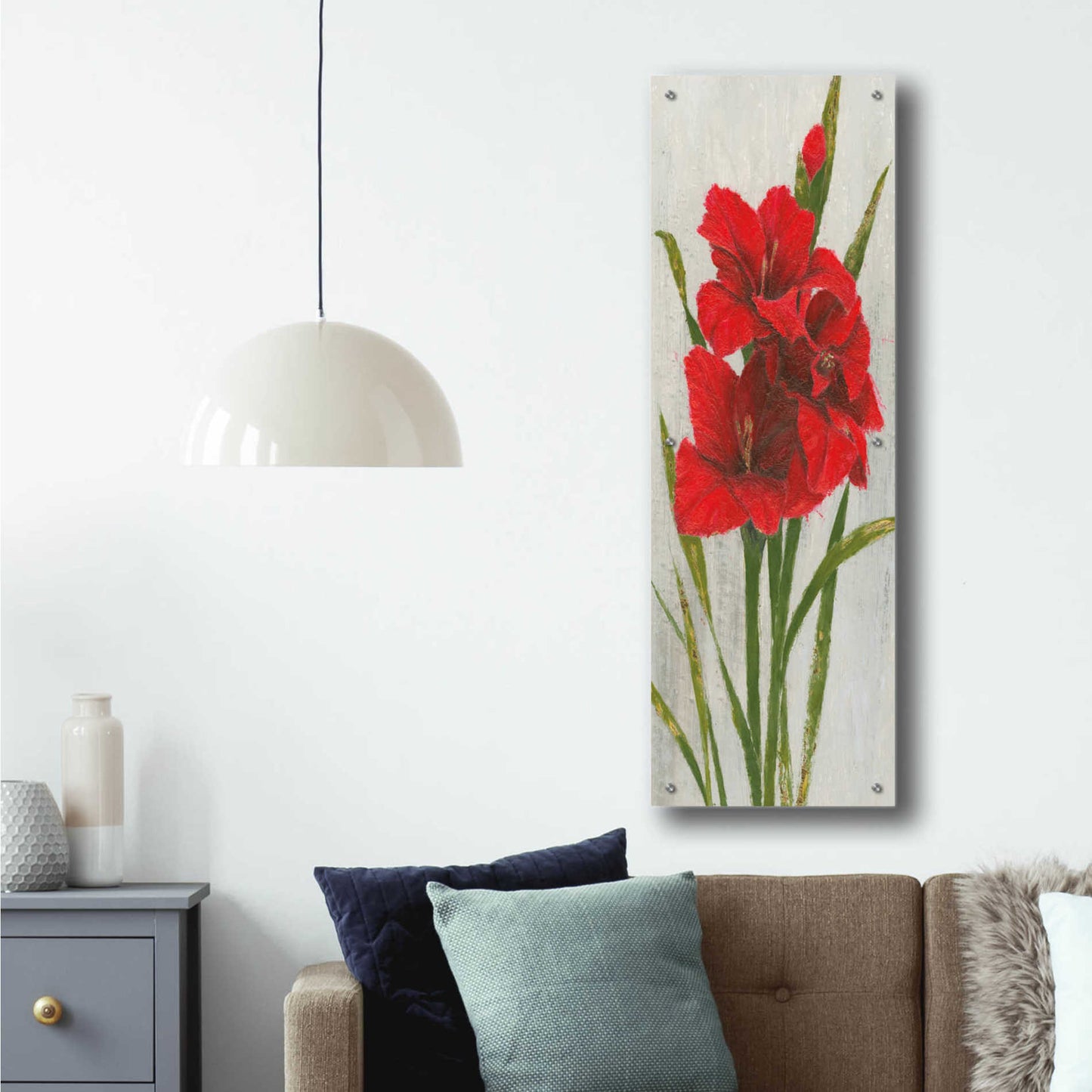 Epic Art 'Red Simplicity I' by James Wiens, Acrylic Glass Wall Art,16x48