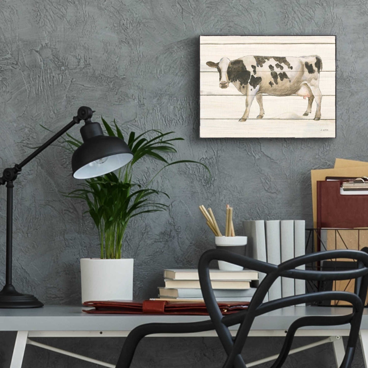 Epic Art 'Country Cow VI' by James Wiens, Acrylic Glass Wall Art,16x12