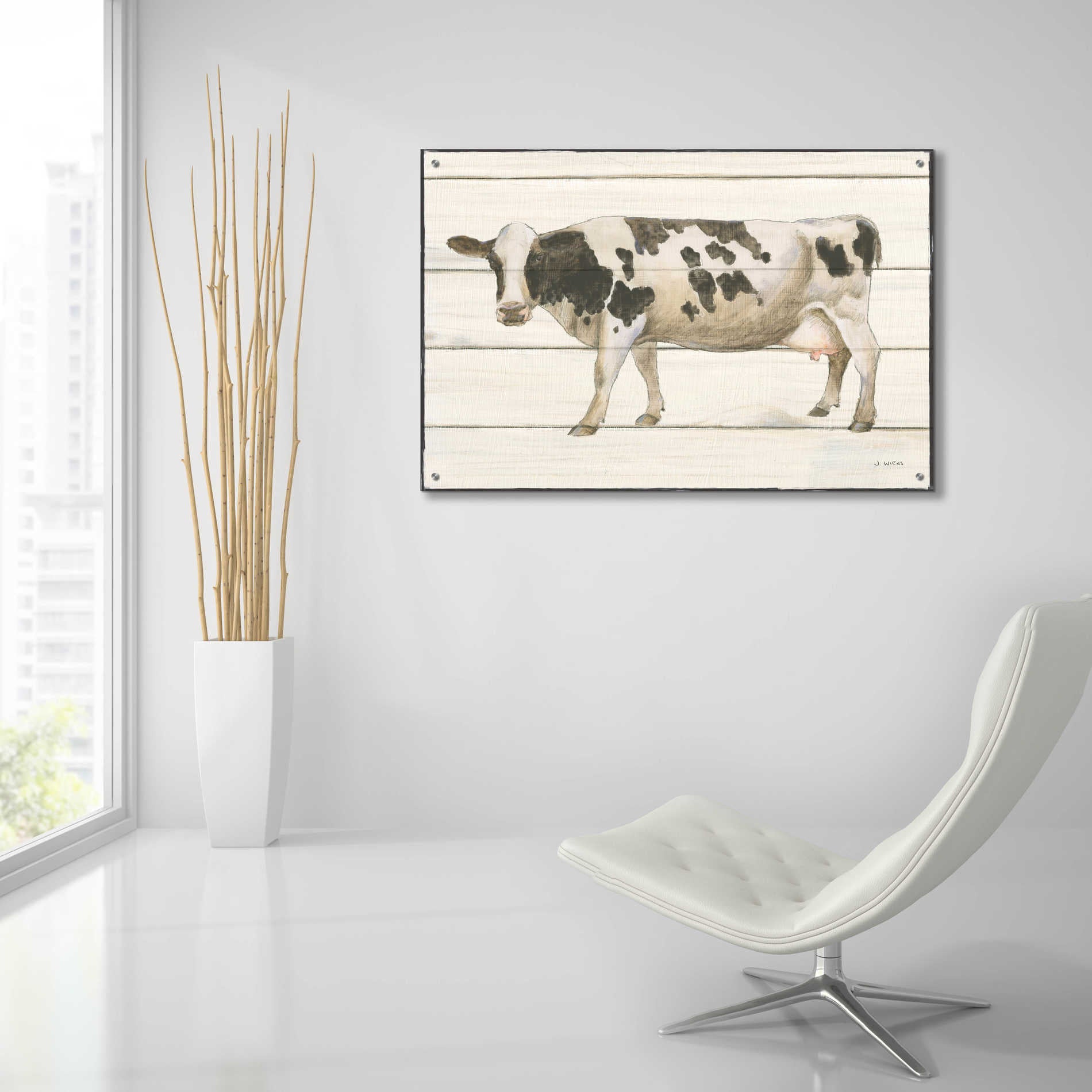 Epic Art 'Country Cow VI' by James Wiens, Acrylic Glass Wall Art,36x24