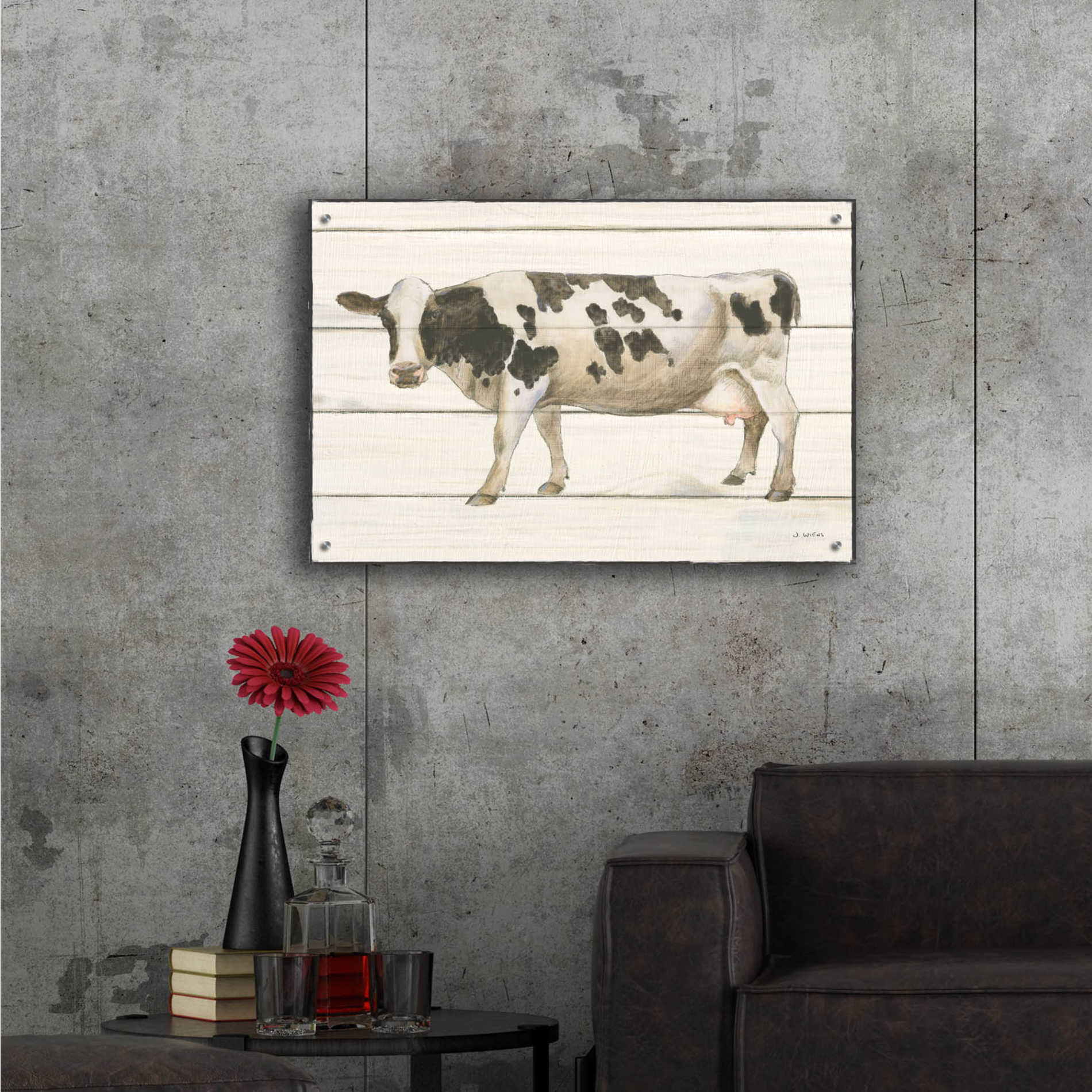 Epic Art 'Country Cow VI' by James Wiens, Acrylic Glass Wall Art,36x24