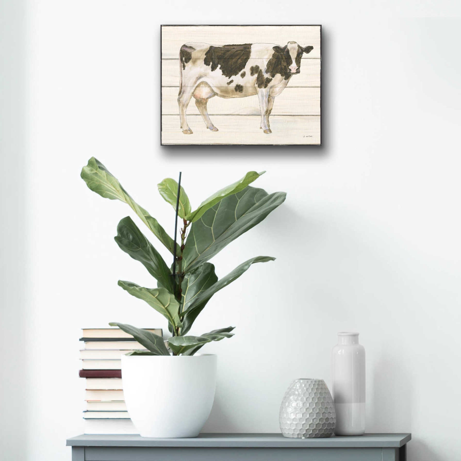 Epic Art 'Country Cow VII' by James Wiens, Acrylic Glass Wall Art,16x12