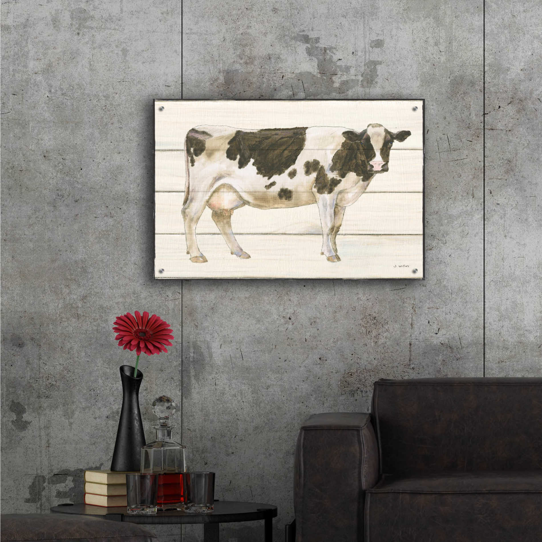 Epic Art 'Country Cow VII' by James Wiens, Acrylic Glass Wall Art,36x24