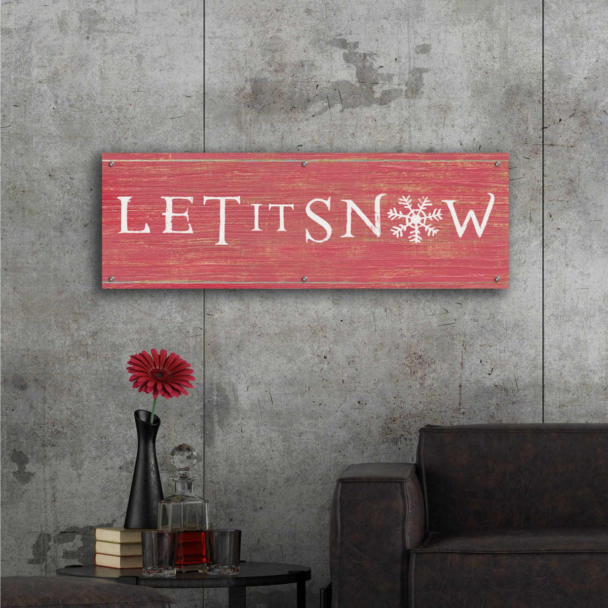 Epic Art 'Christmas Affinity I Red' by James Wiens, Acrylic Glass Wall Art,48x16