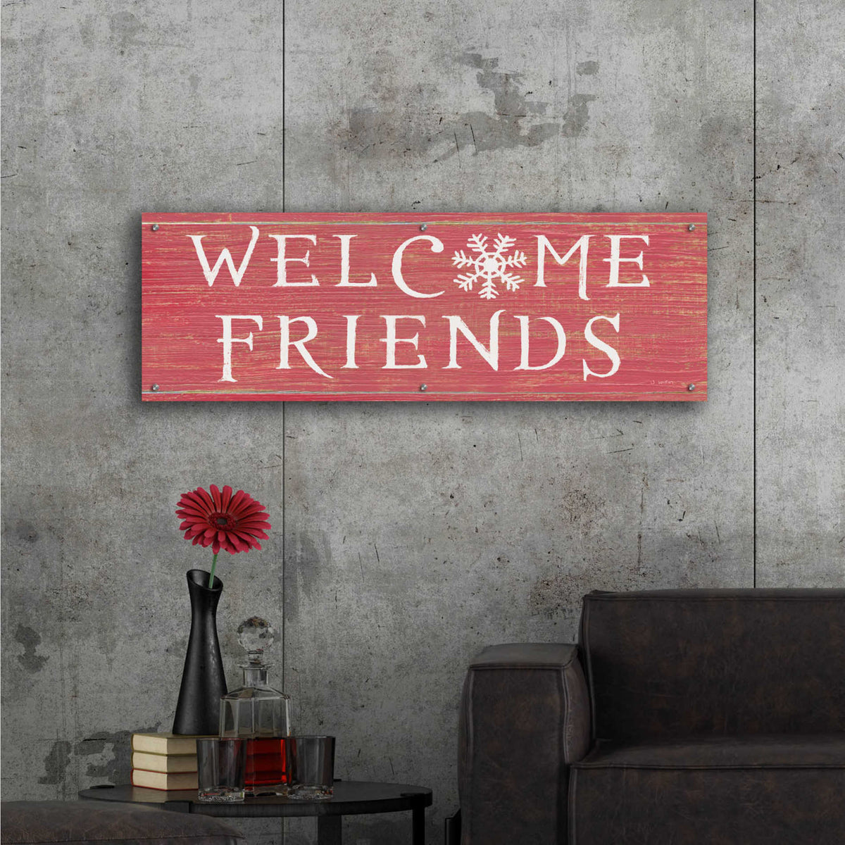 Epic Art 'Christmas Affinity II Red' by James Wiens, Acrylic Glass Wall Art,48x16