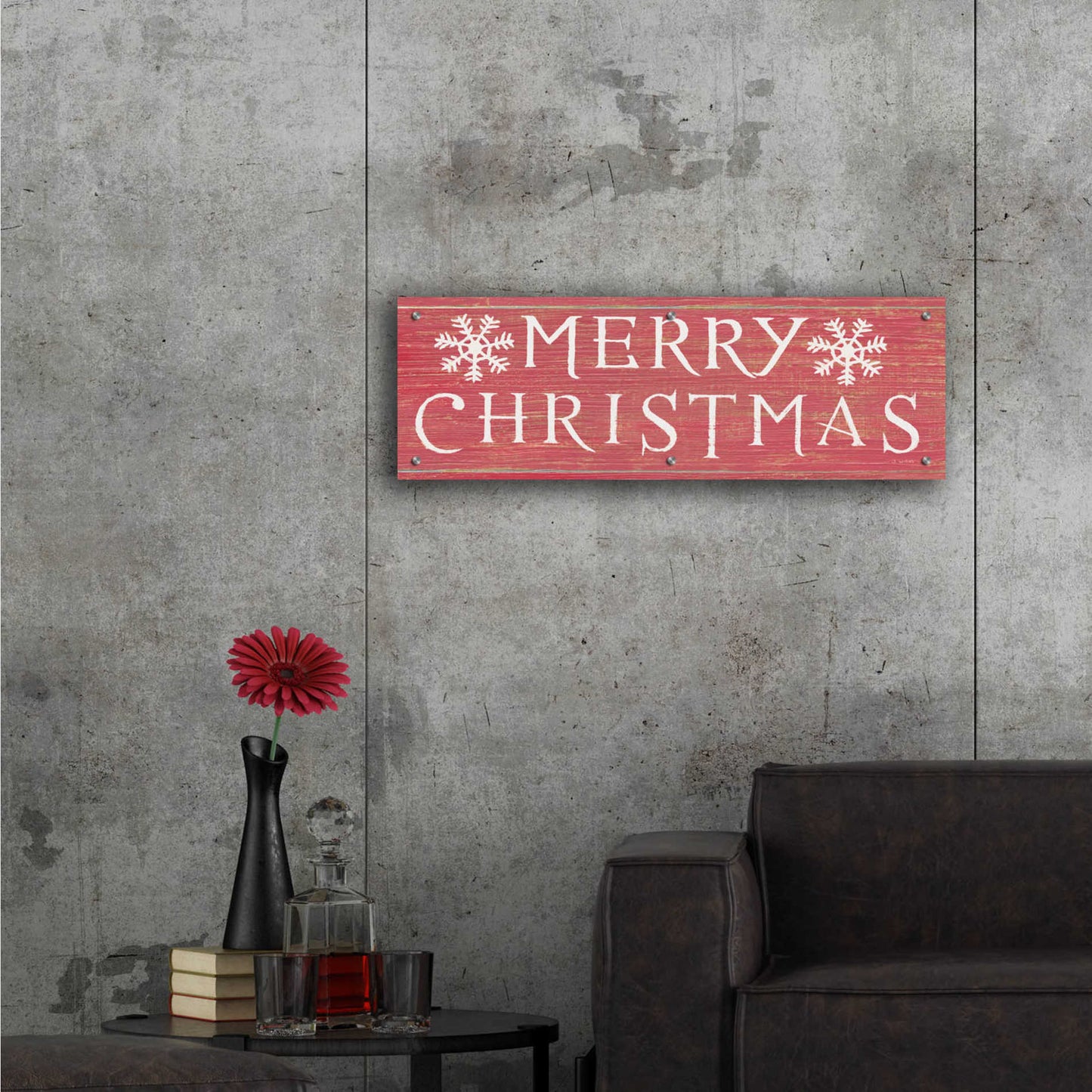 Epic Art 'Christmas Affinity III Red' by James Wiens, Acrylic Glass Wall Art,36x12