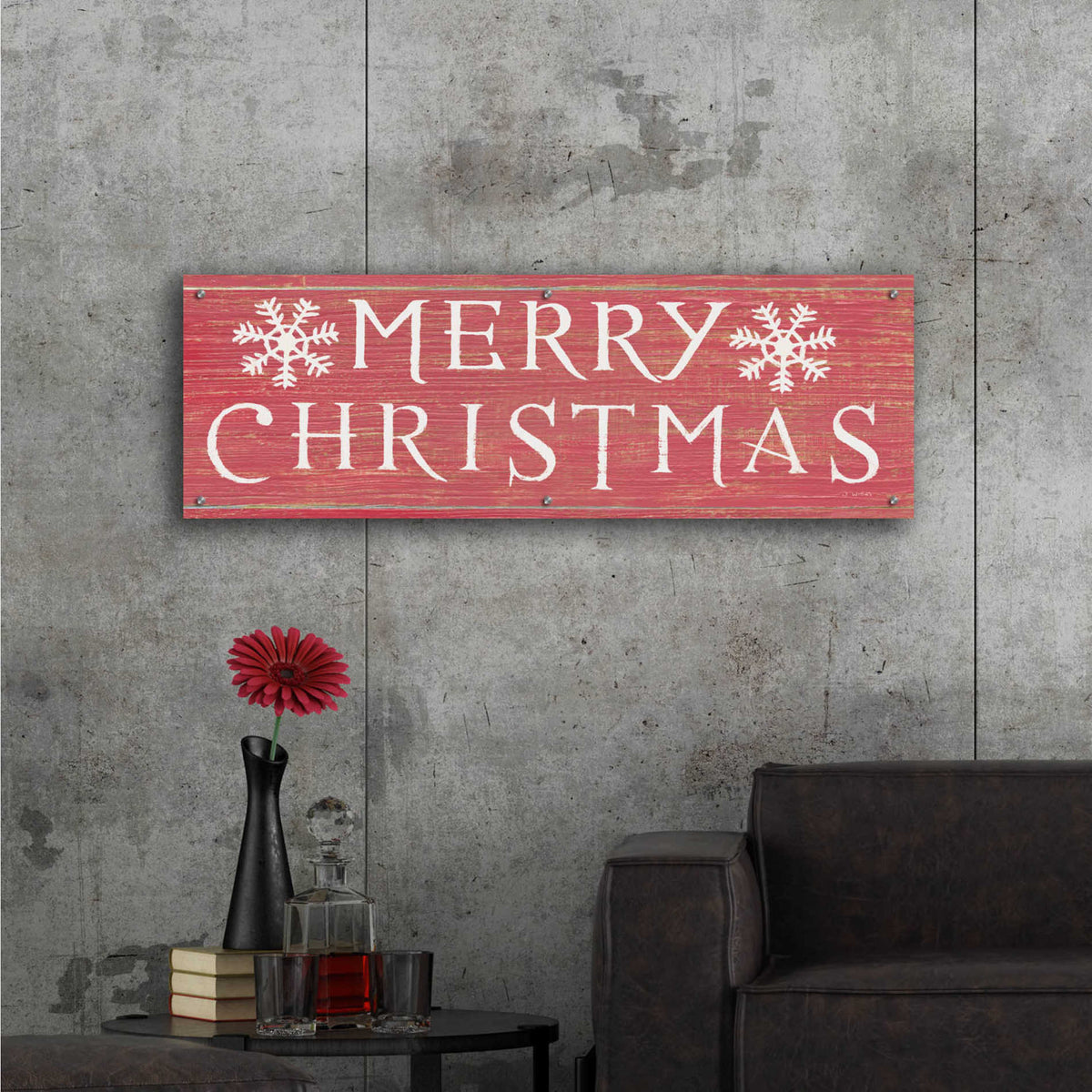 Epic Art 'Christmas Affinity III Red' by James Wiens, Acrylic Glass Wall Art,48x16