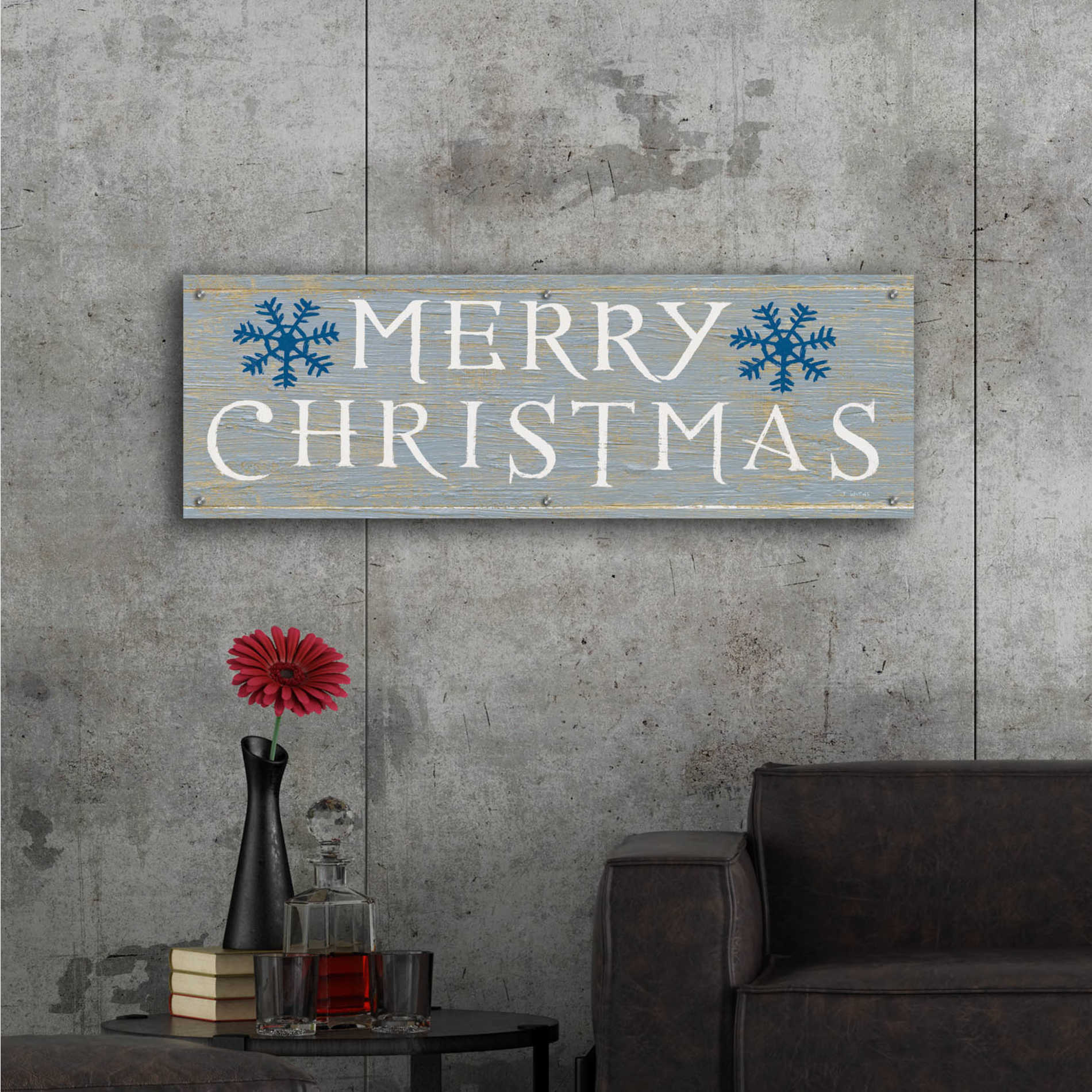 Epic Art 'Christmas Affinity III Grey' by James Wiens, Acrylic Glass Wall Art,48x16