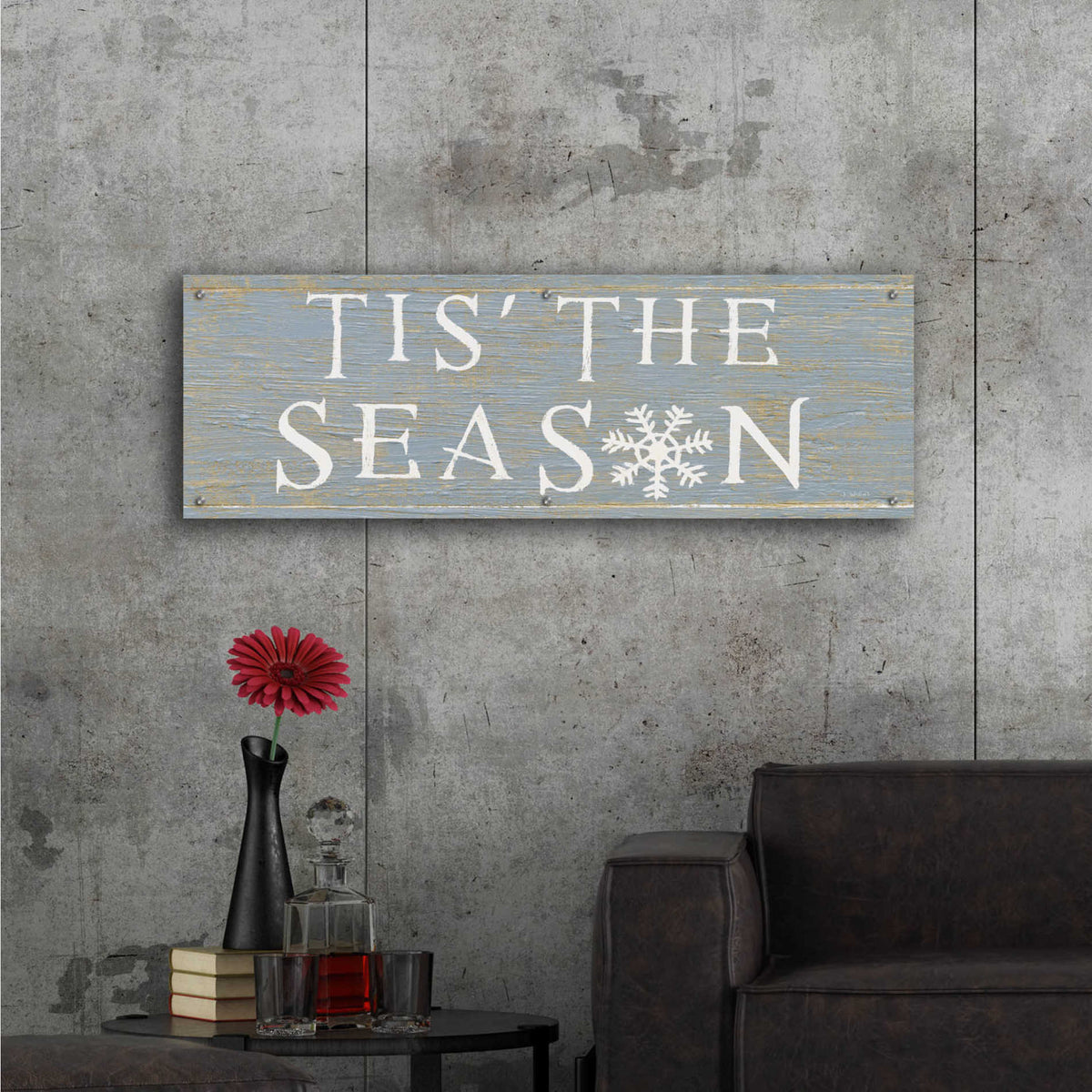 Epic Art 'Christmas Affinity IV Grey' by James Wiens, Acrylic Glass Wall Art,48x16