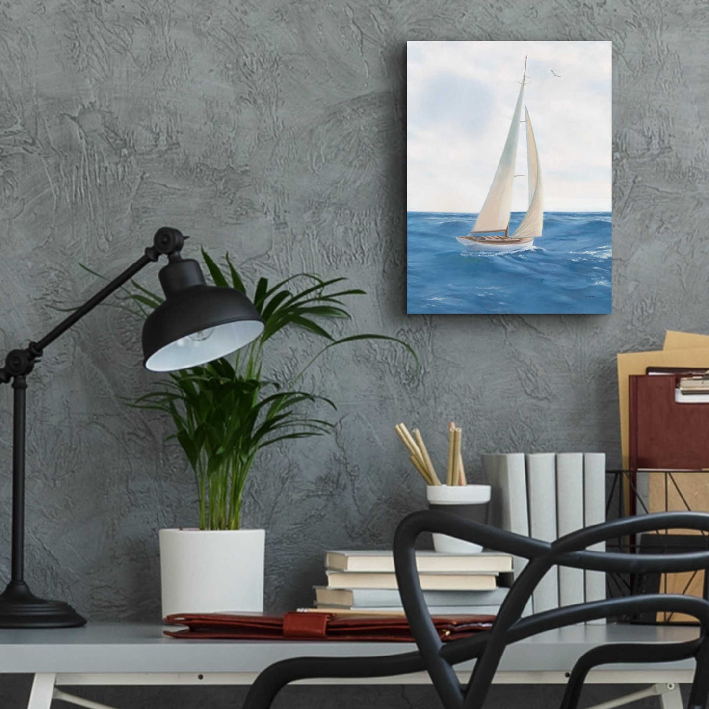 Epic Art 'A Day at Sea I' by James Wiens, Acrylic Glass Wall Art,12x16