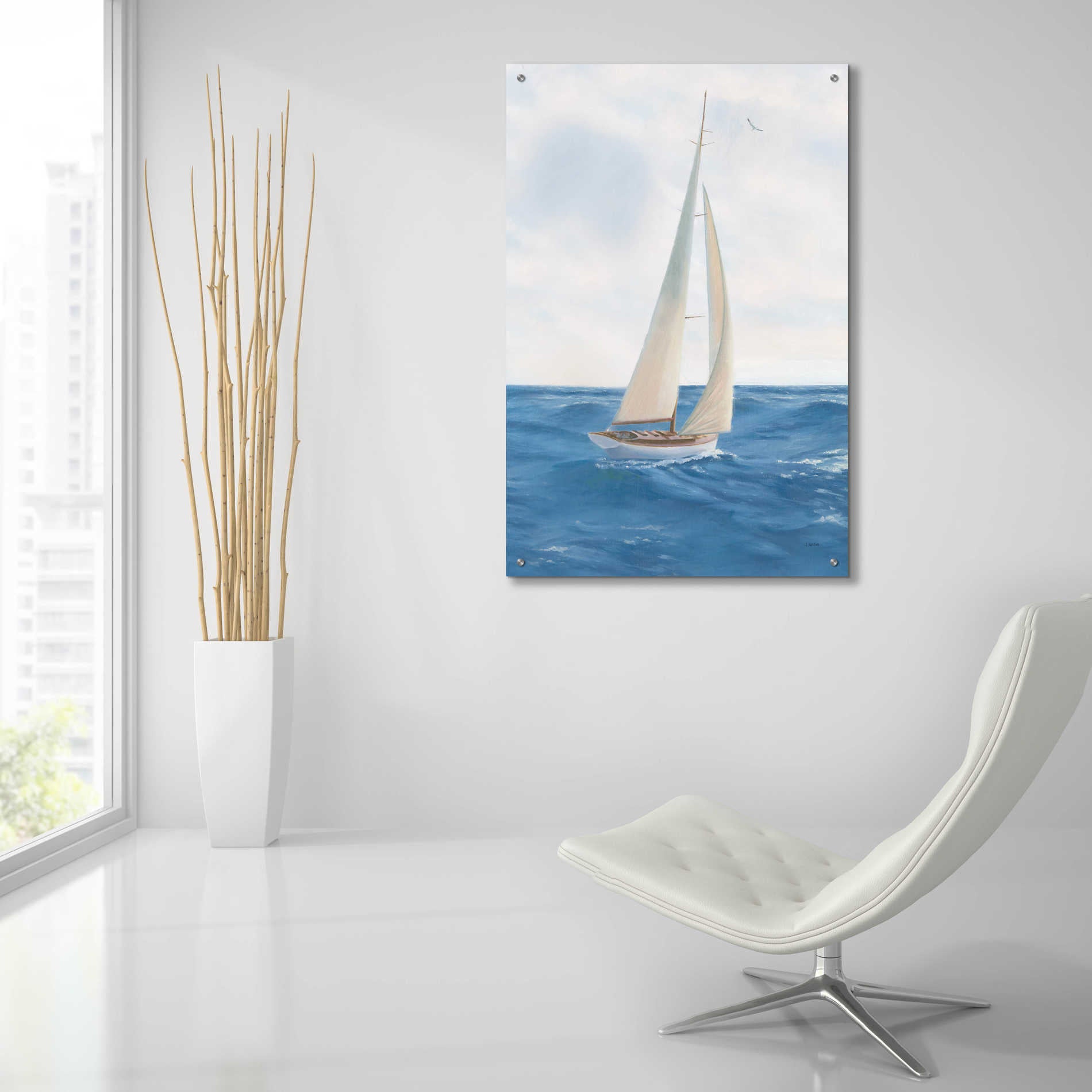 Epic Art 'A Day at Sea I' by James Wiens, Acrylic Glass Wall Art,24x36