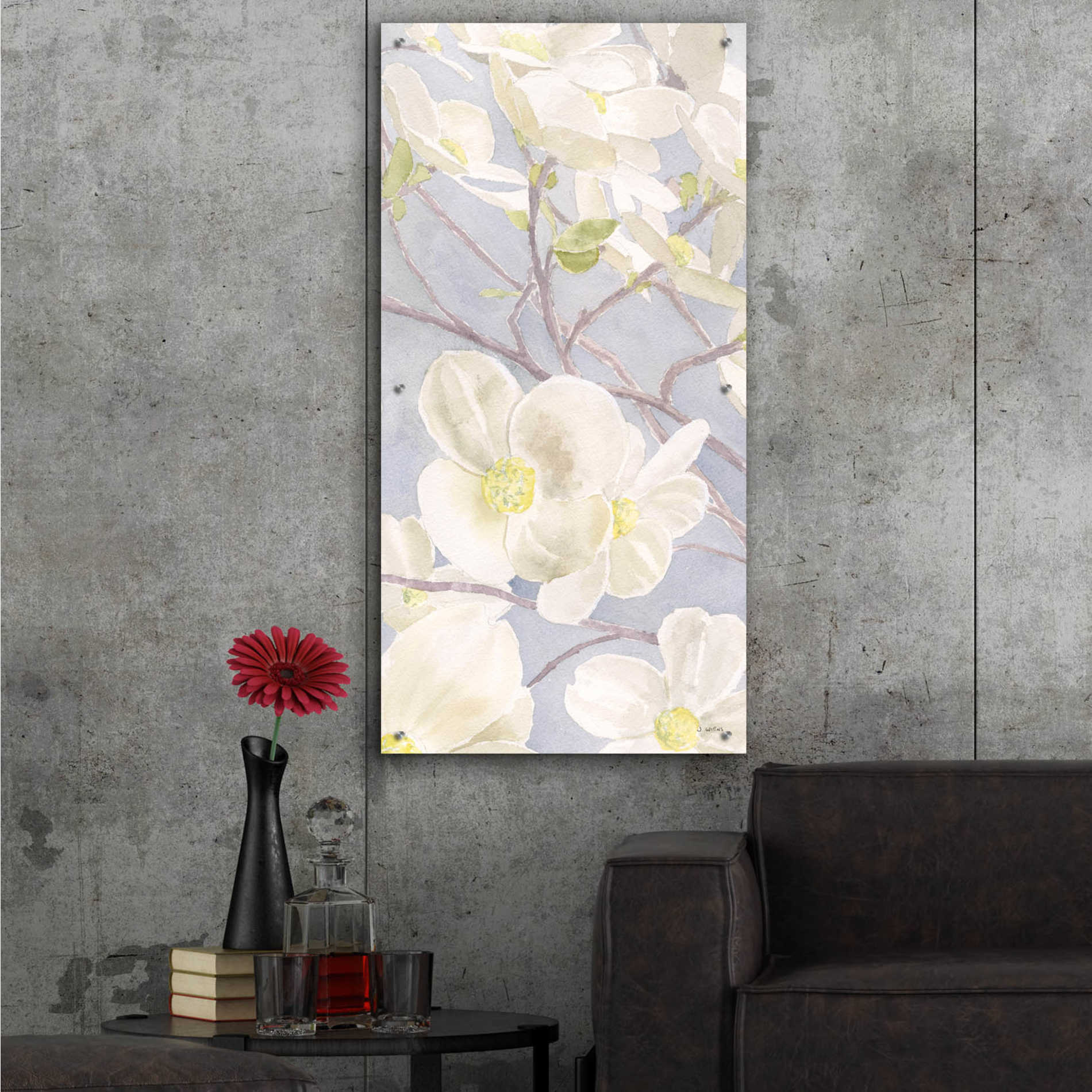 Epic Art 'Breezy Blossoms I' by James Wiens, Acrylic Glass Wall Art,24x48