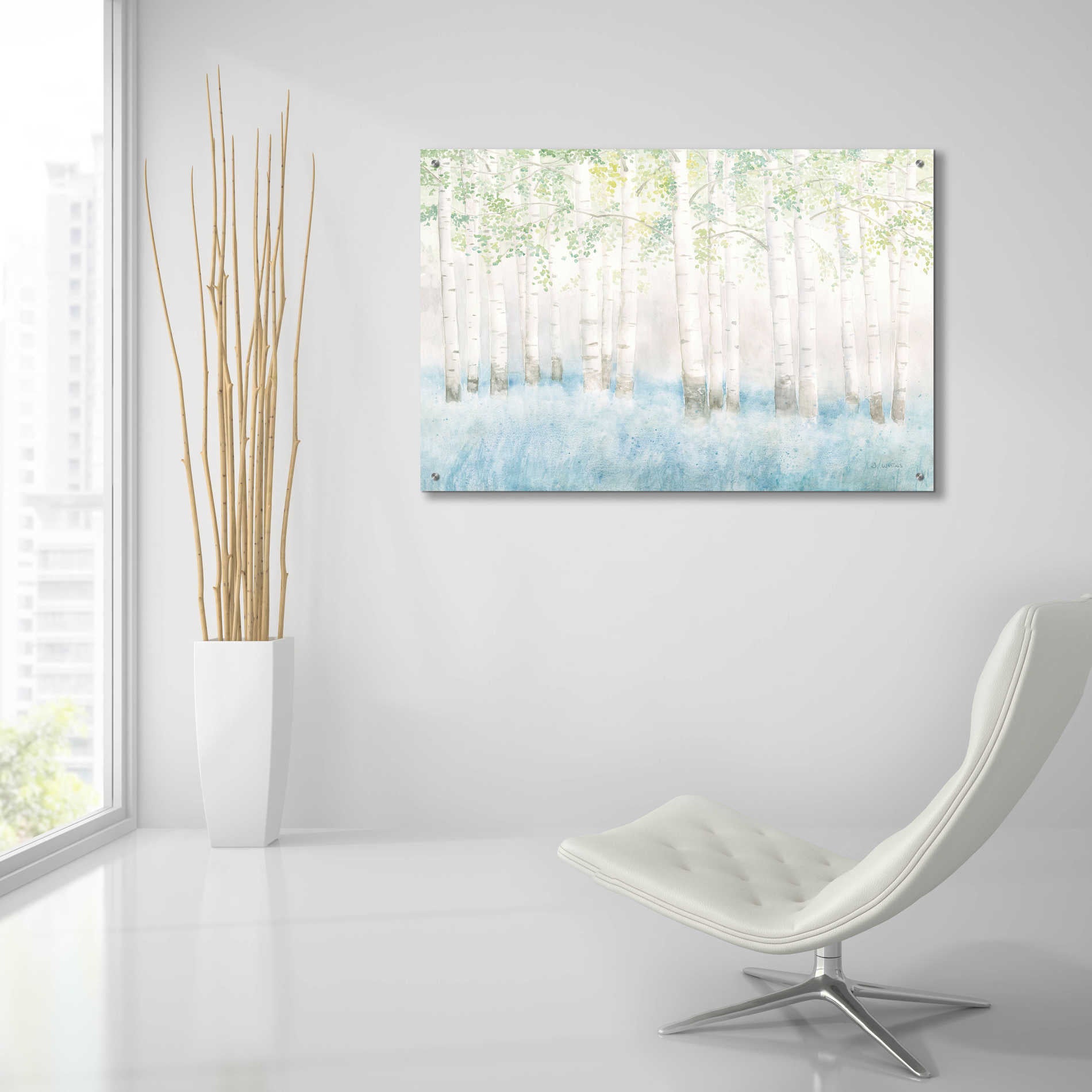 Epic Art 'Soft Birches' by James Wiens, Acrylic Glass Wall Art,36x24