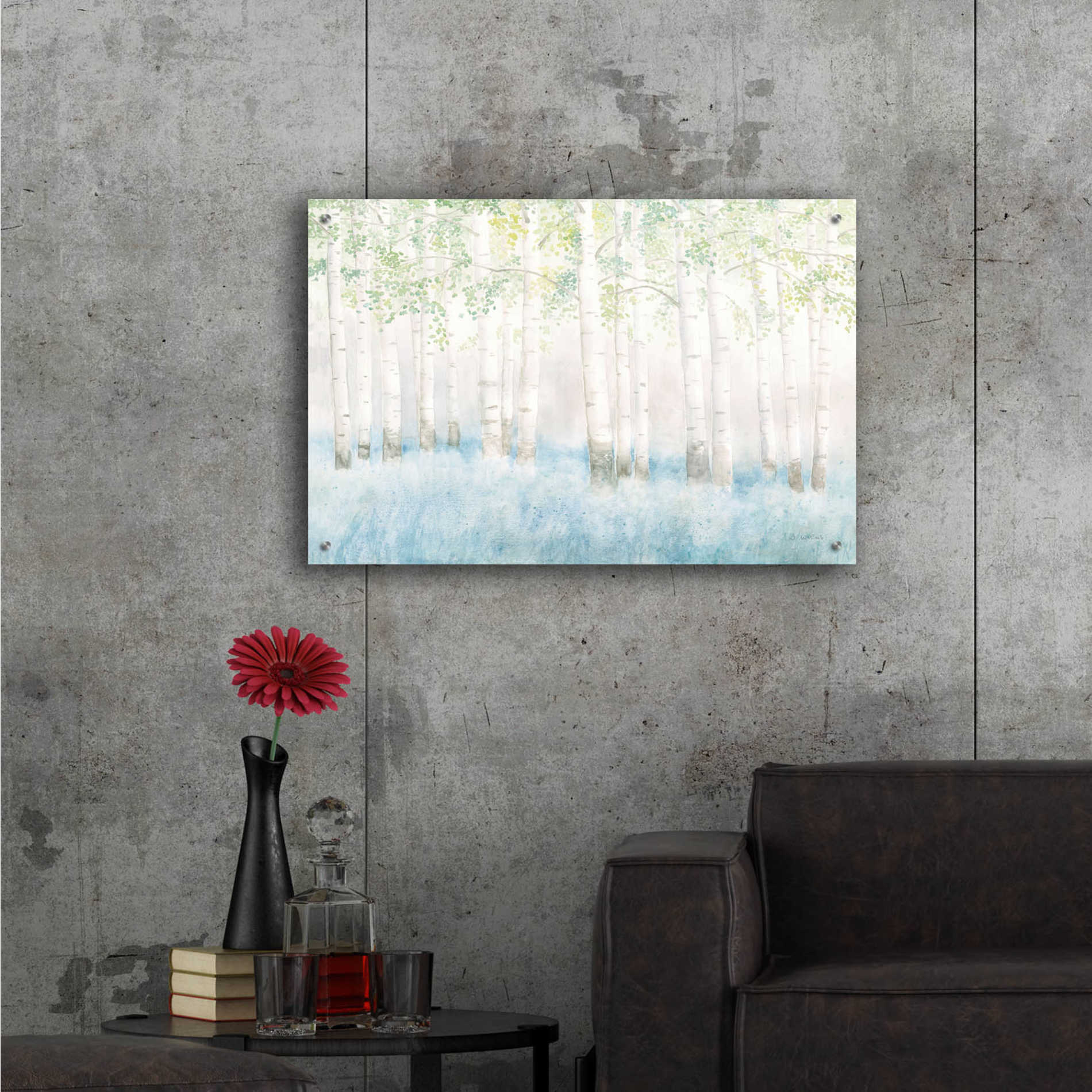 Epic Art 'Soft Birches' by James Wiens, Acrylic Glass Wall Art,36x24