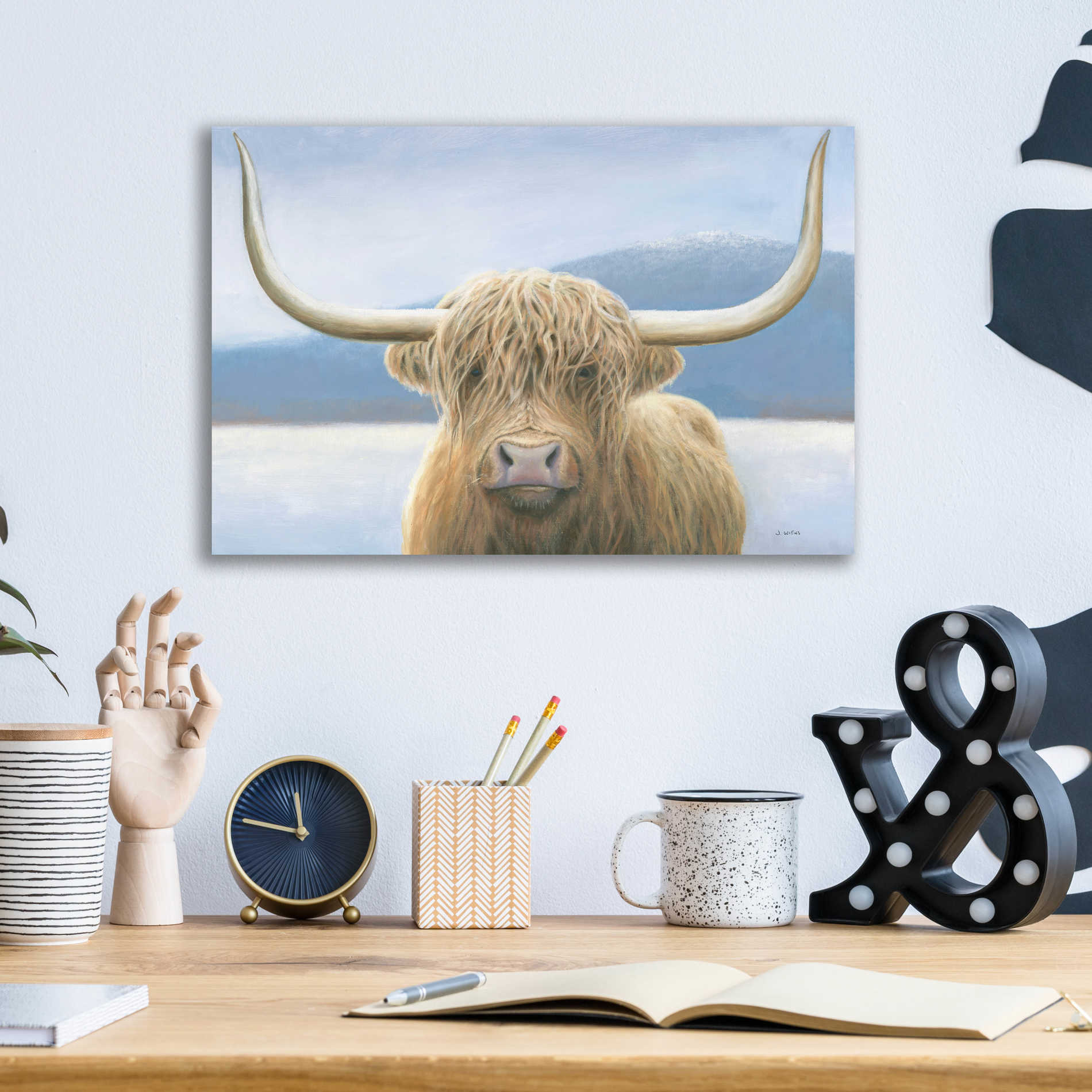 Epic Art 'Highland Cow' by James Wiens, Acrylic Glass Wall Art,16x12