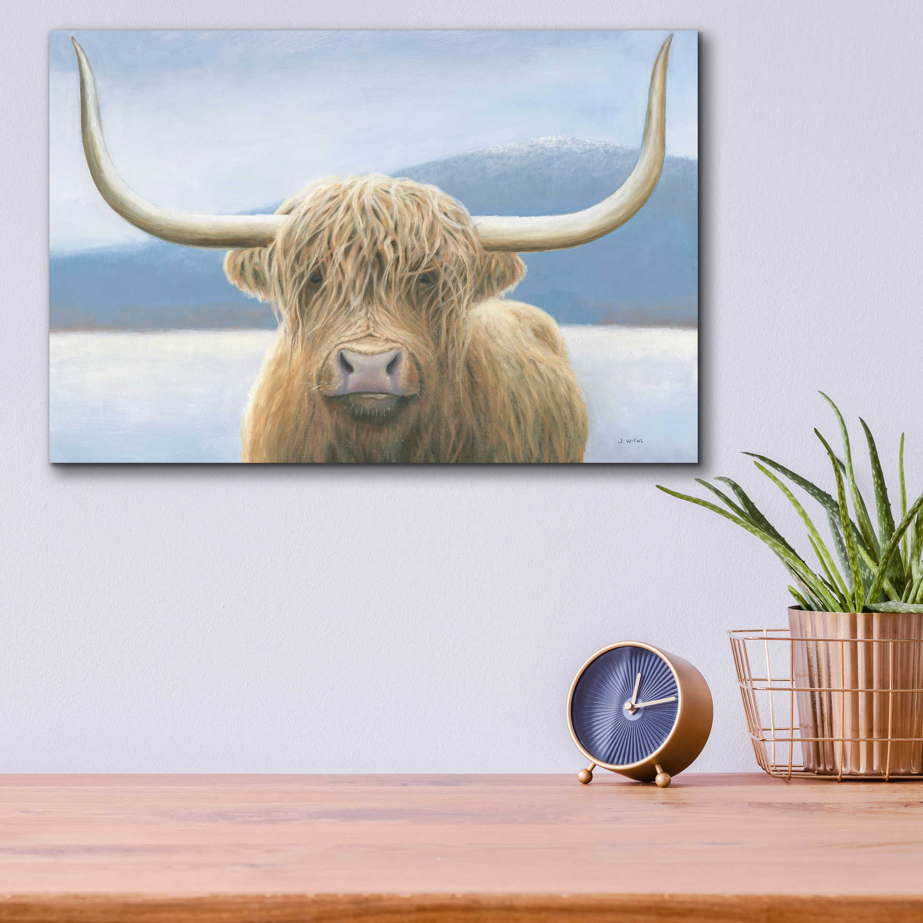 Epic Art 'Highland Cow' by James Wiens, Acrylic Glass Wall Art,16x12