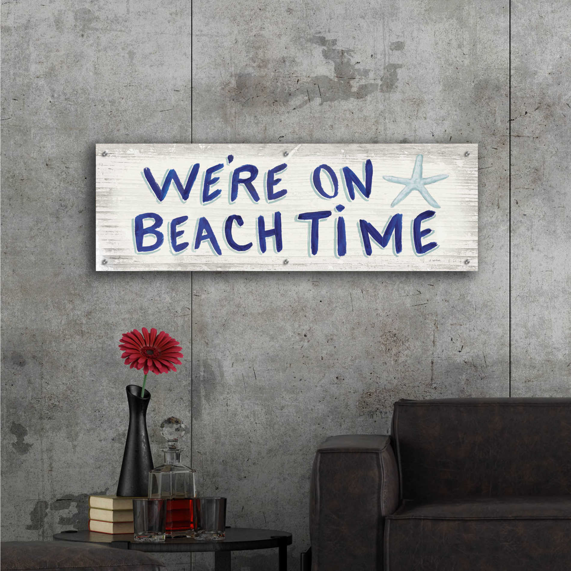 Epic Art 'Beach Time VI' by James Wiens, Acrylic Glass Wall Art,48x16