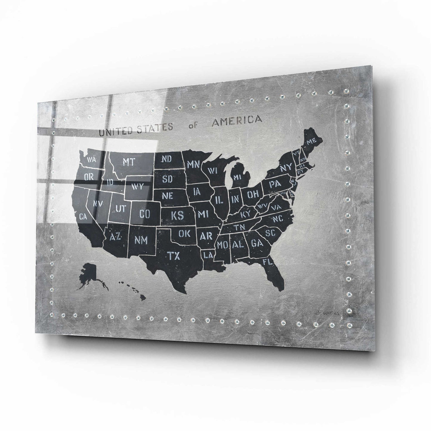 Epic Art 'Riveting USA Map' by James Wiens, Acrylic Glass Wall Art,16x12