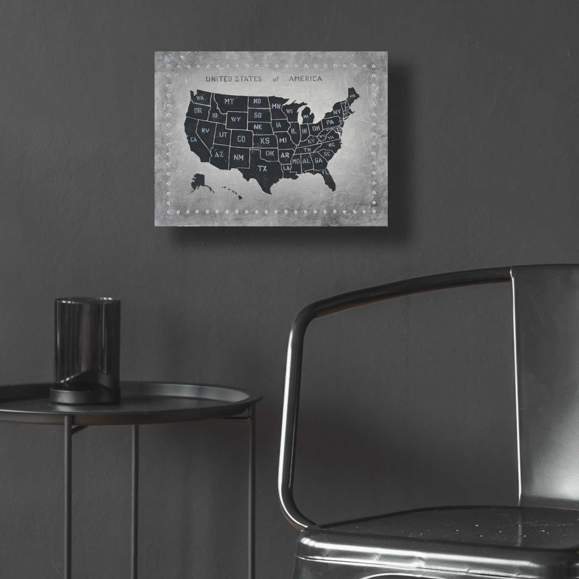 Epic Art 'Riveting USA Map' by James Wiens, Acrylic Glass Wall Art,16x12