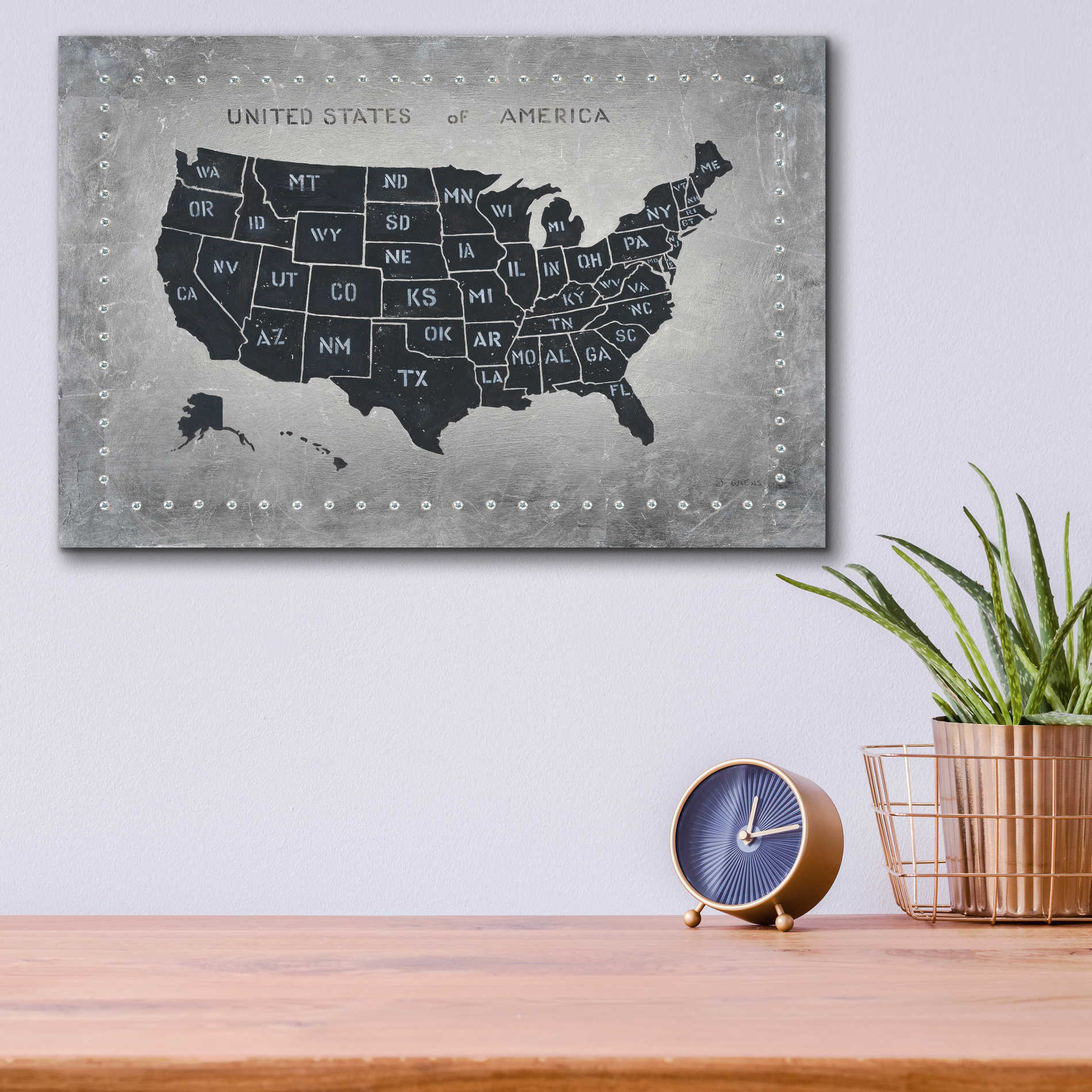 Epic Art 'Riveting USA Map' by James Wiens, Acrylic Glass Wall Art,16x12