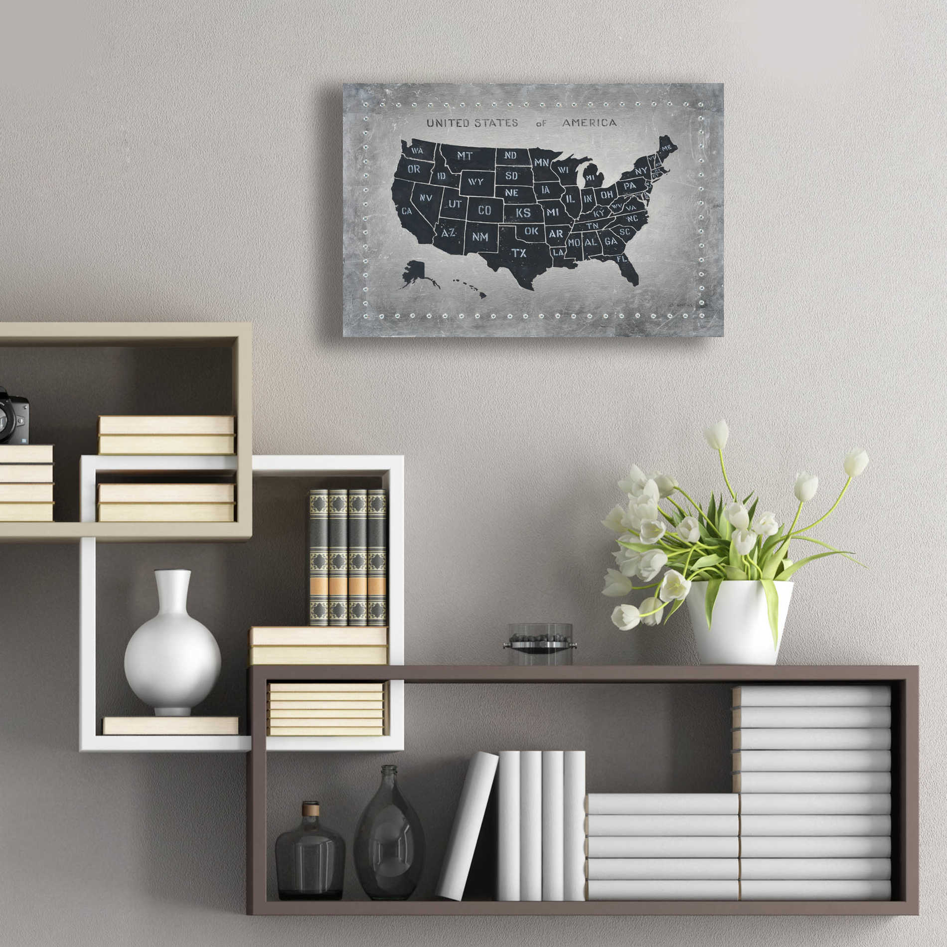 Epic Art 'Riveting USA Map' by James Wiens, Acrylic Glass Wall Art,24x16