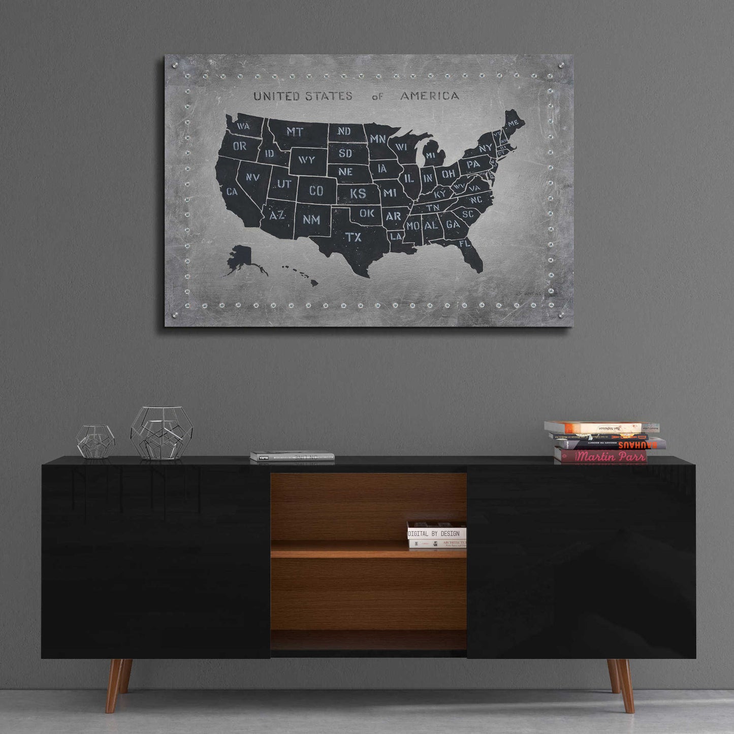 Epic Art 'Riveting USA Map' by James Wiens, Acrylic Glass Wall Art,36x24