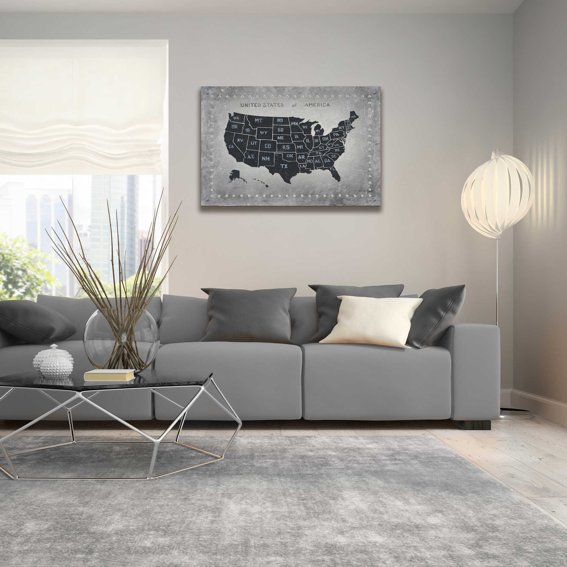 Epic Art 'Riveting USA Map' by James Wiens, Acrylic Glass Wall Art,36x24