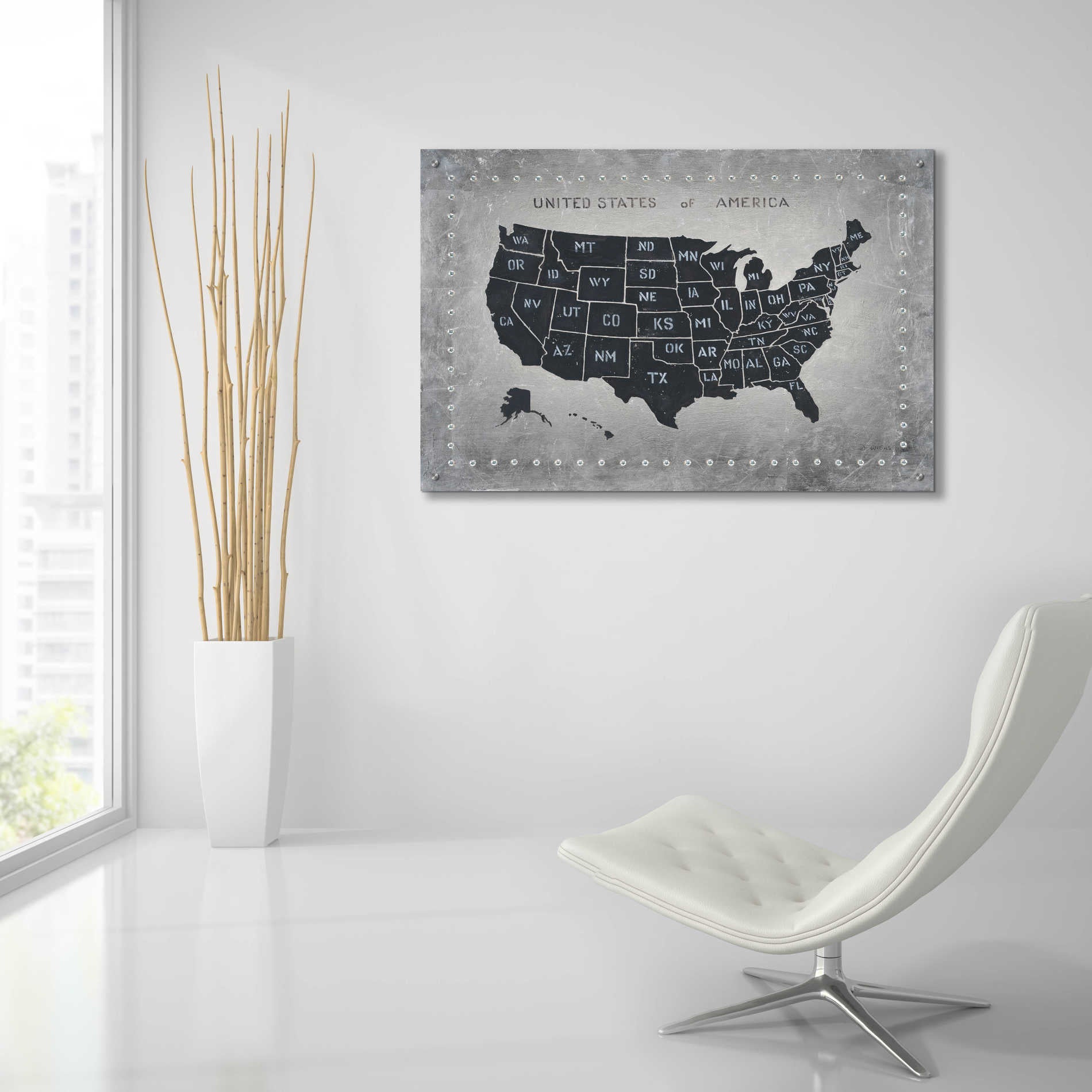 Epic Art 'Riveting USA Map' by James Wiens, Acrylic Glass Wall Art,36x24