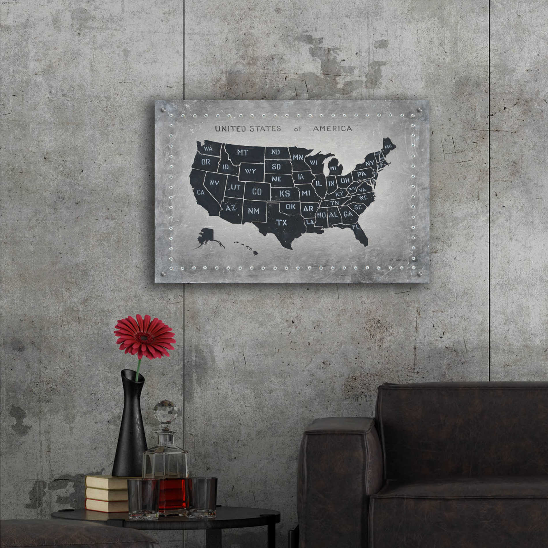 Epic Art 'Riveting USA Map' by James Wiens, Acrylic Glass Wall Art,36x24