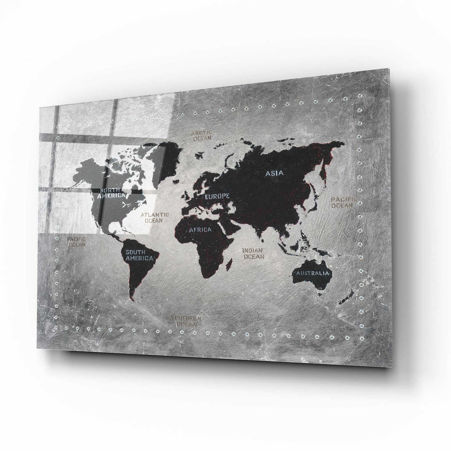 Epic Art 'Riveting World Map' by James Wiens, Acrylic Glass Wall Art,16x12