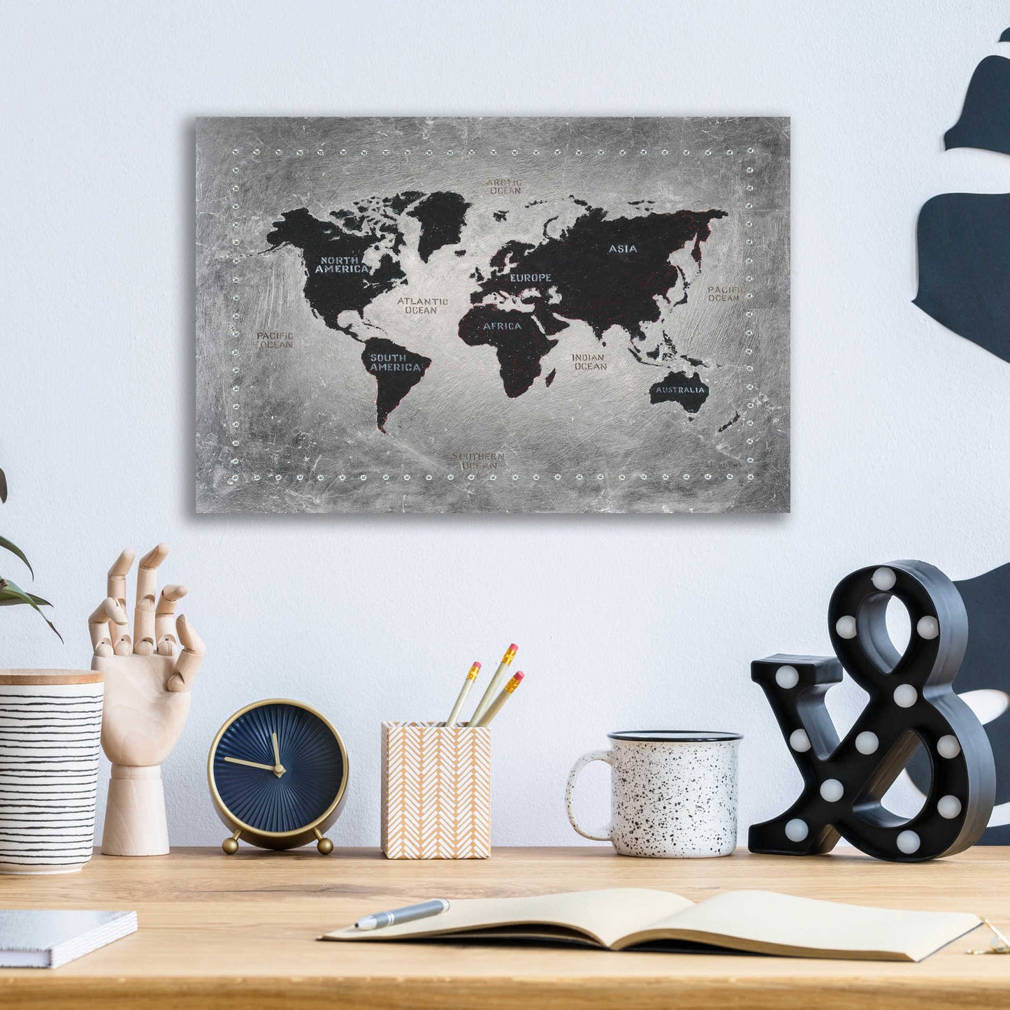 Epic Art 'Riveting World Map' by James Wiens, Acrylic Glass Wall Art,16x12