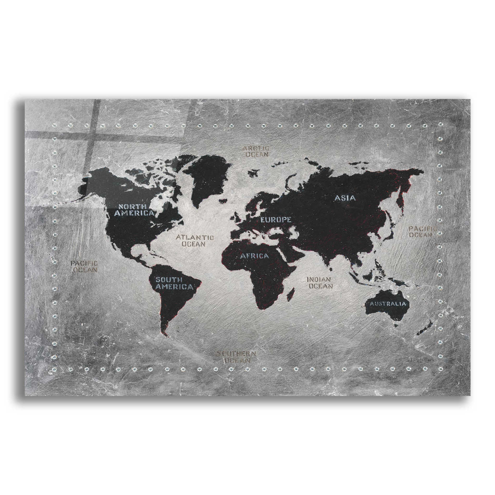 Epic Art 'Riveting World Map' by James Wiens, Acrylic Glass Wall Art,24x16