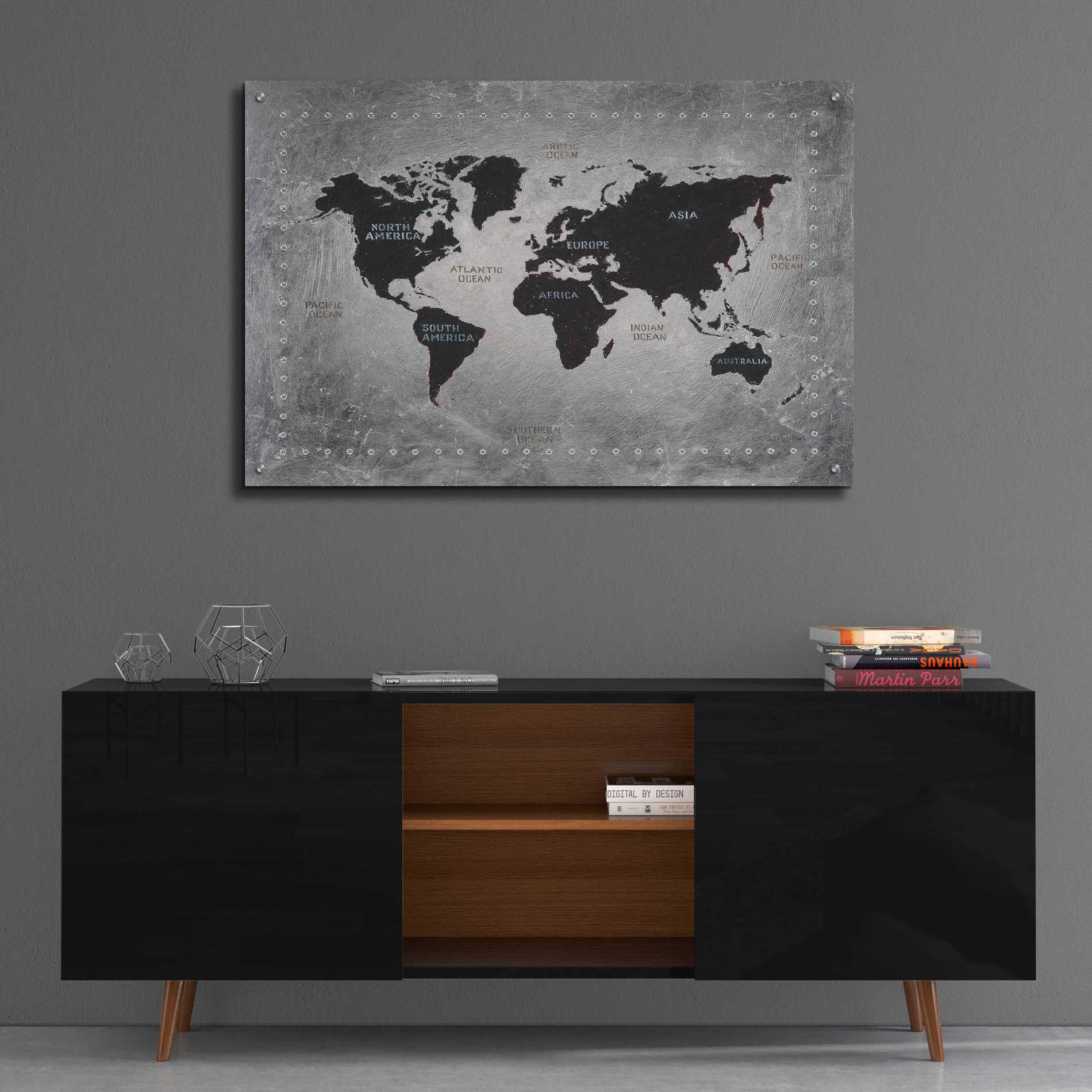 Epic Art 'Riveting World Map' by James Wiens, Acrylic Glass Wall Art,36x24