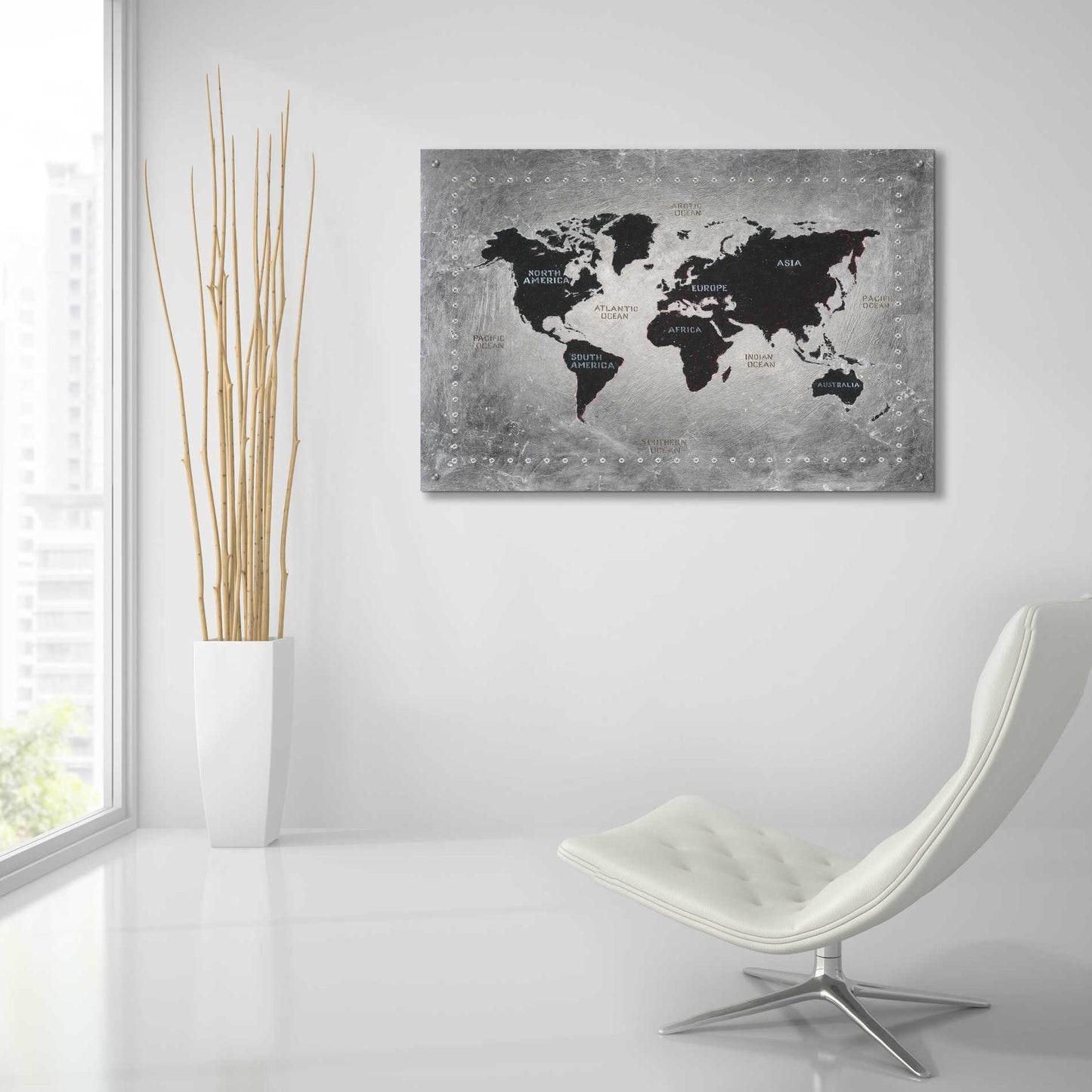 Epic Art 'Riveting World Map' by James Wiens, Acrylic Glass Wall Art,36x24