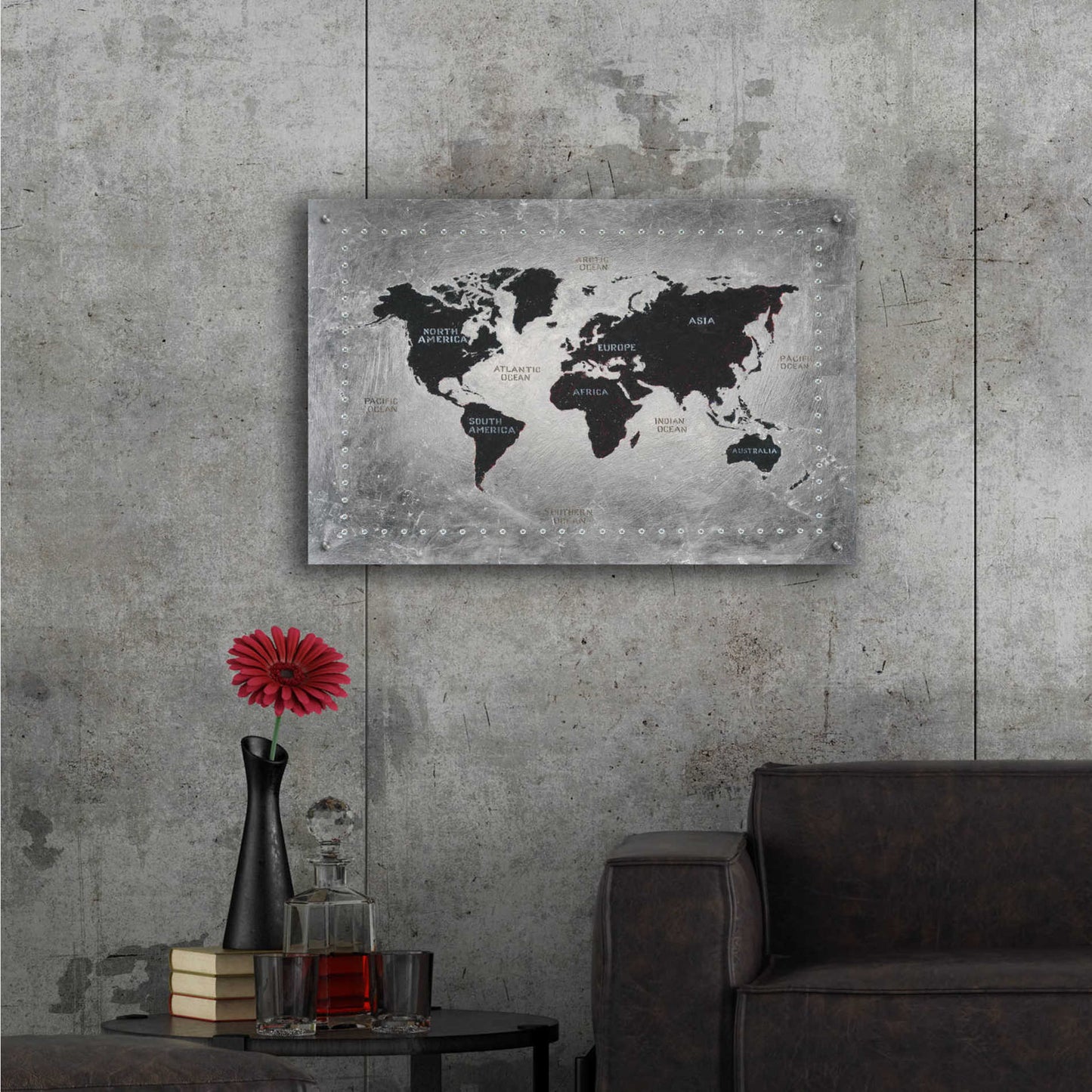 Epic Art 'Riveting World Map' by James Wiens, Acrylic Glass Wall Art,36x24