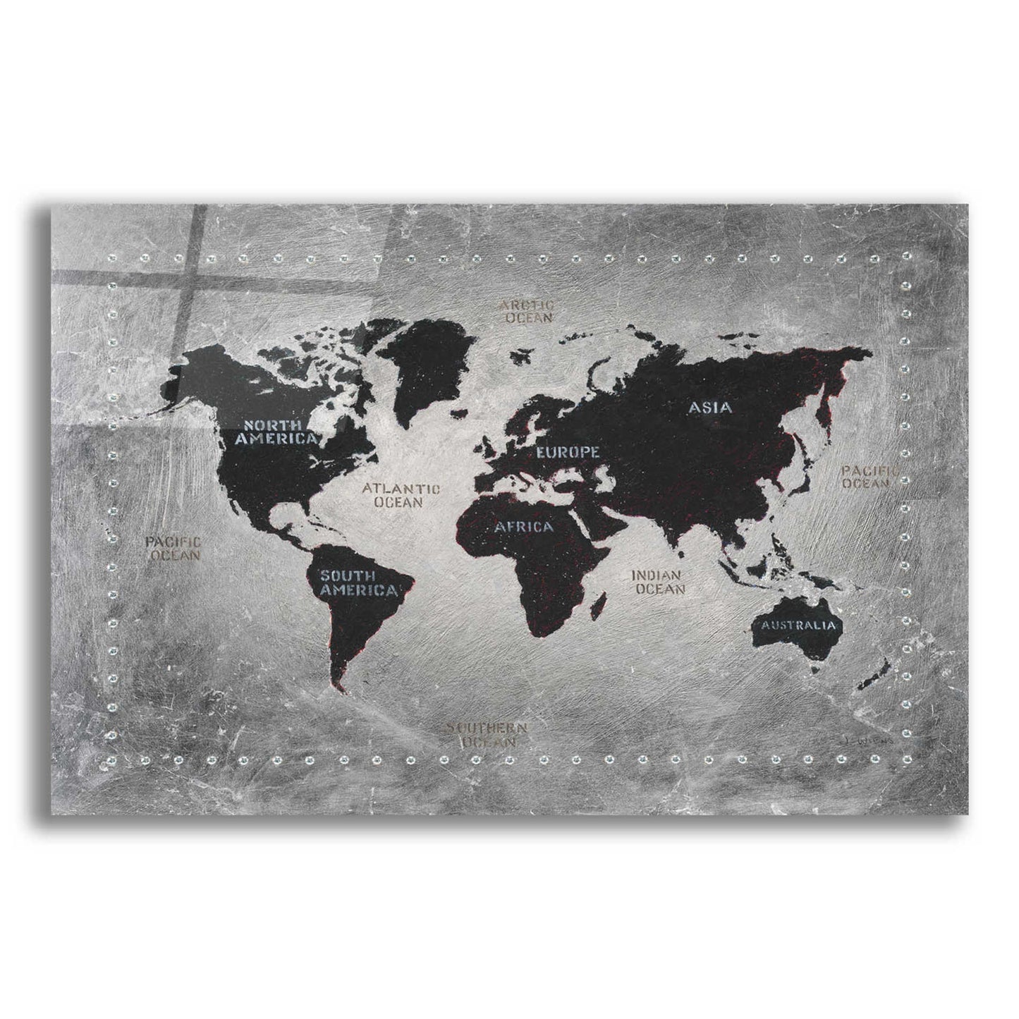 Epic Art 'Riveting World Map' by James Wiens, Acrylic Glass Wall Art,16x12x1.1x0,26x18x1.1x0,34x26x1.74x0,54x40x1.74x0