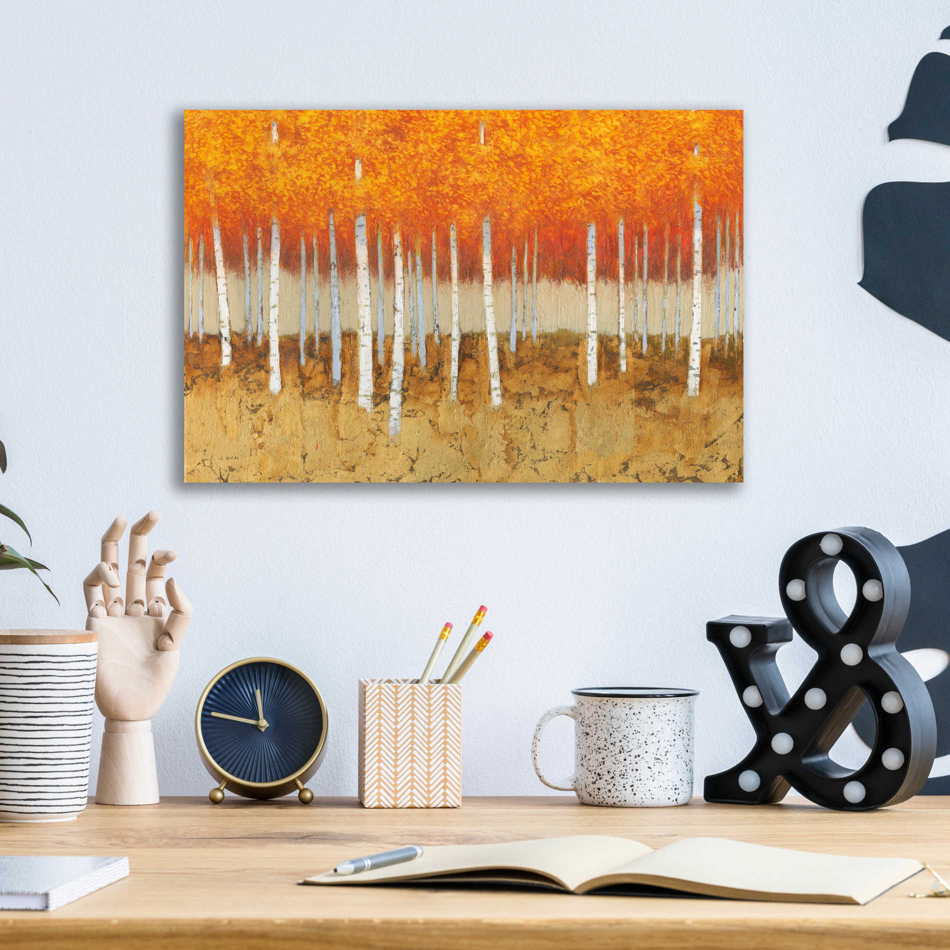 Epic Art 'Autumn Birches' by James Wiens, Acrylic Glass Wall Art,16x12