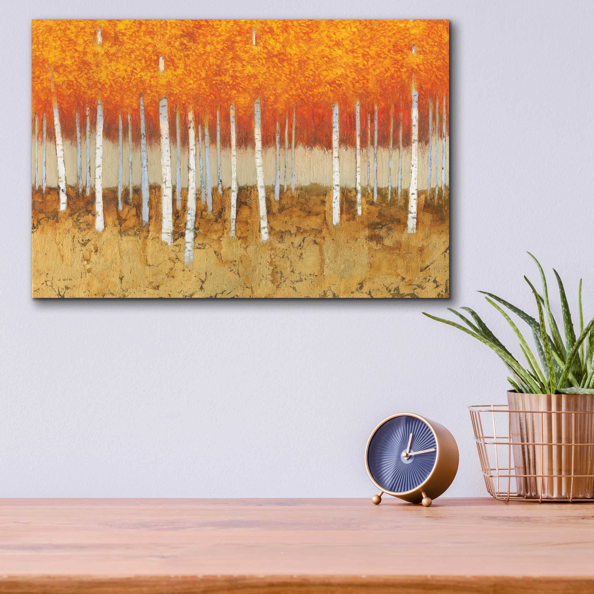 Epic Art 'Autumn Birches' by James Wiens, Acrylic Glass Wall Art,16x12