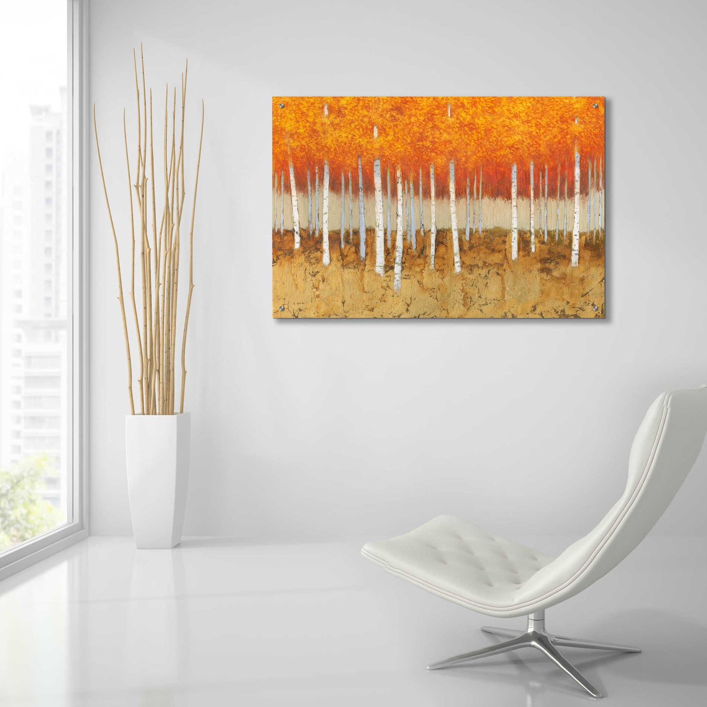 Epic Art 'Autumn Birches' by James Wiens, Acrylic Glass Wall Art,36x24