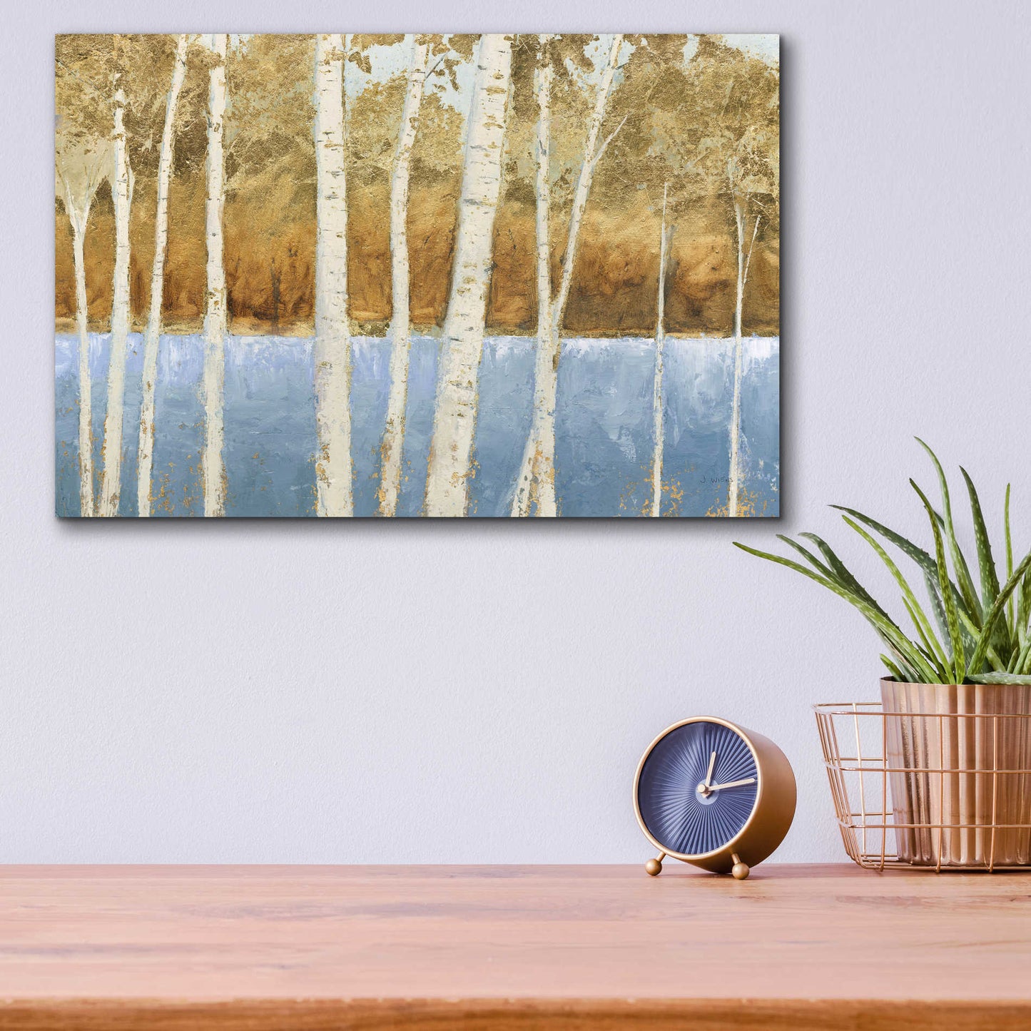 Epic Art 'Lakeside Birches' by James Wiens, Acrylic Glass Wall Art,16x12