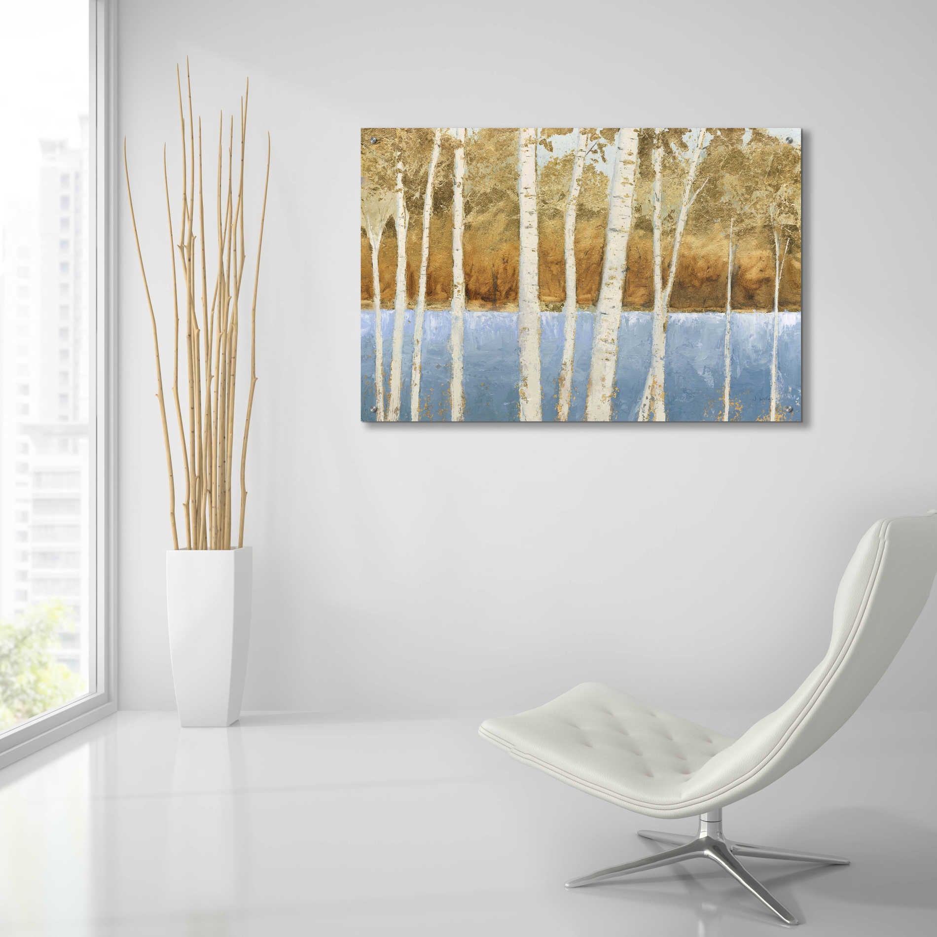 Epic Art 'Lakeside Birches' by James Wiens, Acrylic Glass Wall Art,36x24