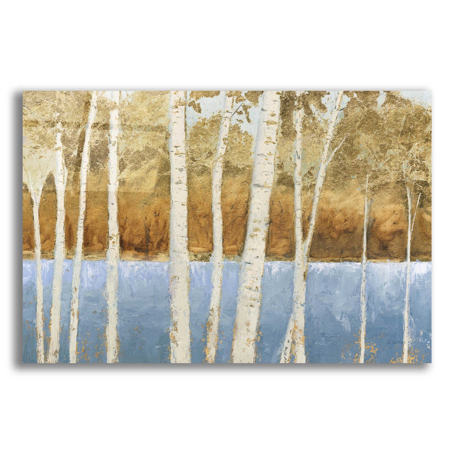 Epic Art 'Lakeside Birches' by James Wiens, Acrylic Glass Wall Art,18x12x1.1x0,26x18x1.1x0,40x26x1.74x0,60x40x1.74x0