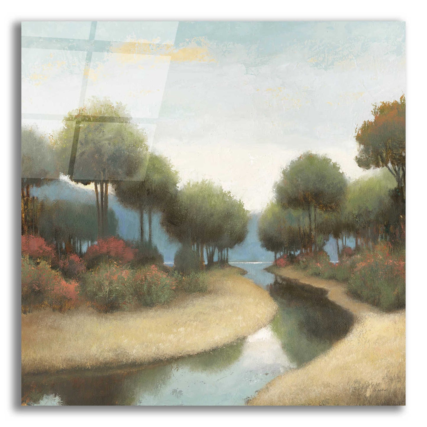 Epic Art 'By the Waterways I' by James Wiens, Acrylic Glass Wall Art,12x12x1.1x0,18x18x1.1x0,26x26x1.74x0,37x37x1.74x0