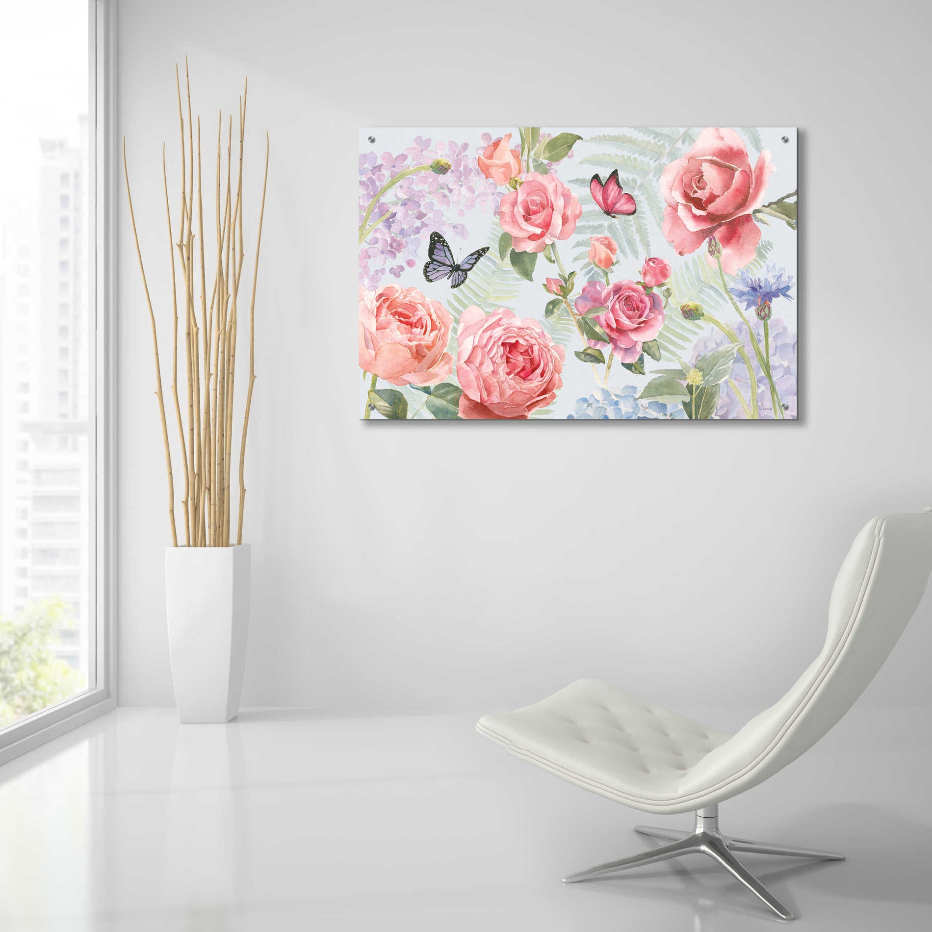 Epic Art 'Boho Bouquet I Blue' by James Wiens, Acrylic Glass Wall Art,36x24