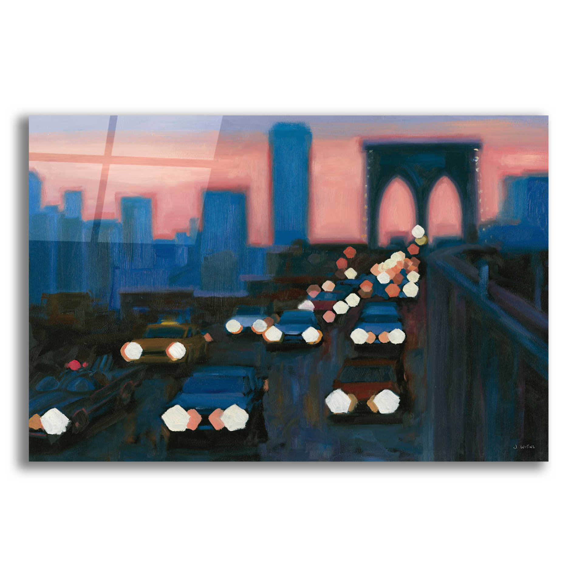 Epic Art 'Brooklyn Bridge Evening' by James Wiens, Acrylic Glass Wall Art,16x12