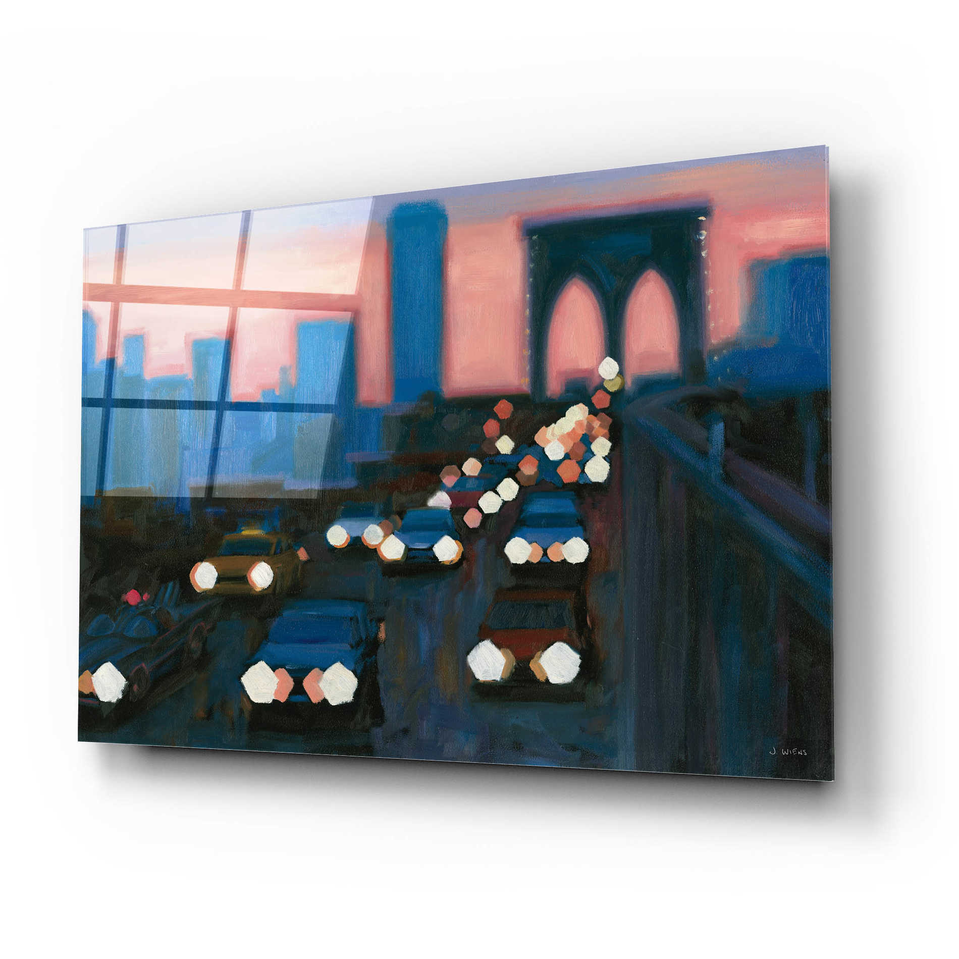 Epic Art 'Brooklyn Bridge Evening' by James Wiens, Acrylic Glass Wall Art,24x16