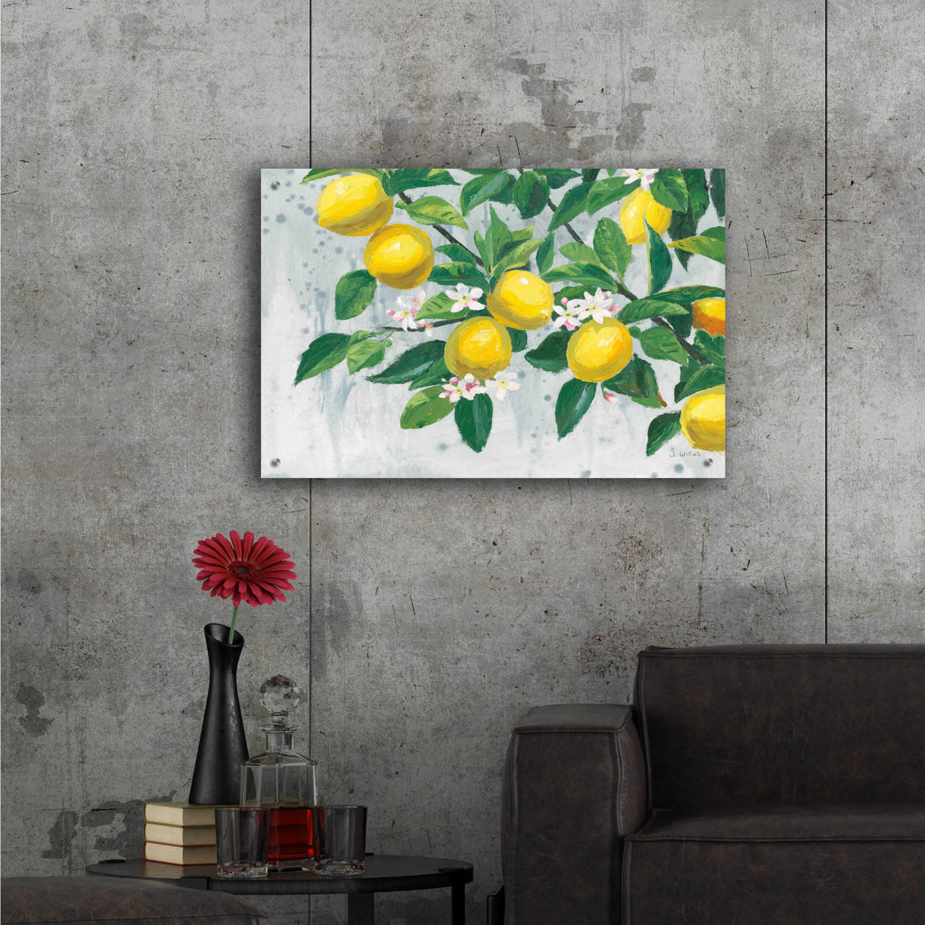 Epic Art 'Zesty Lemons' by James Wiens, Acrylic Glass Wall Art,36x24